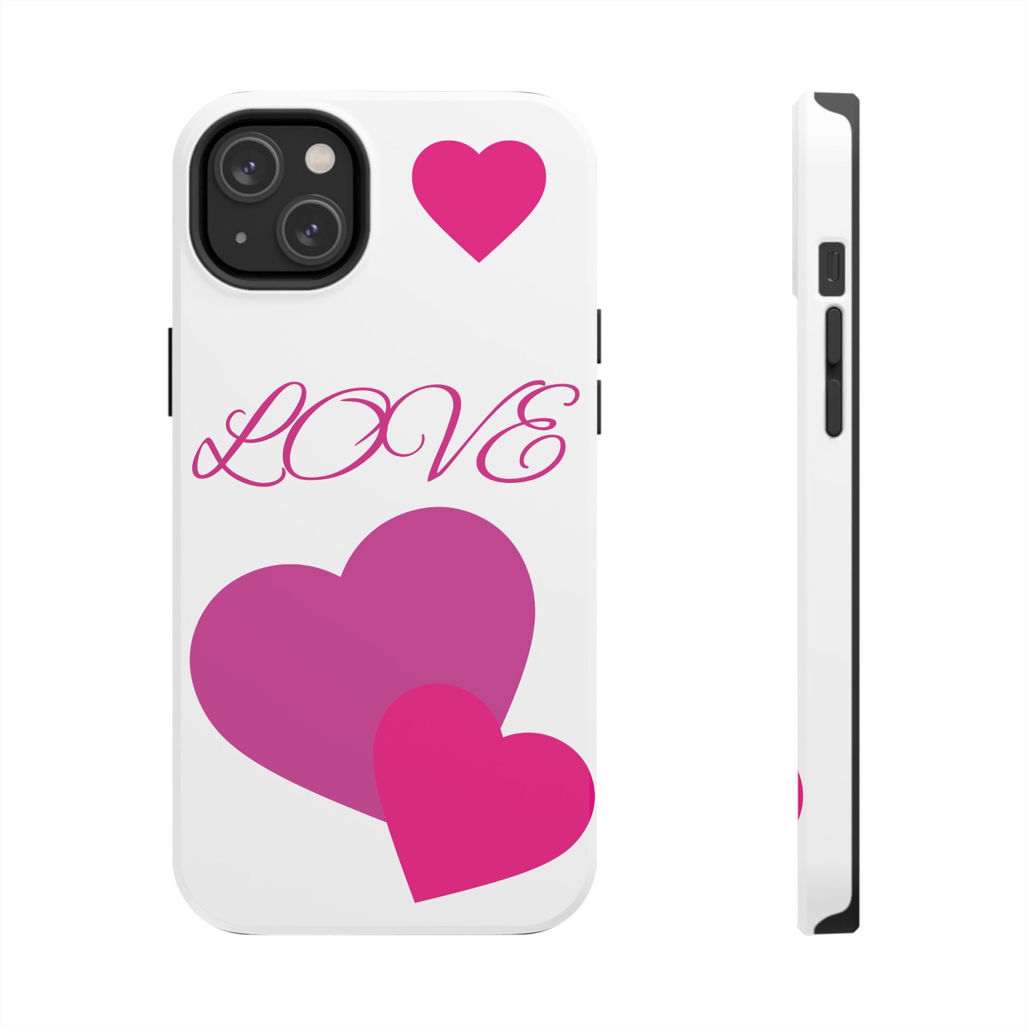 Love Heart Tough Phone Case — Pink Hearts Protective Phone Cover