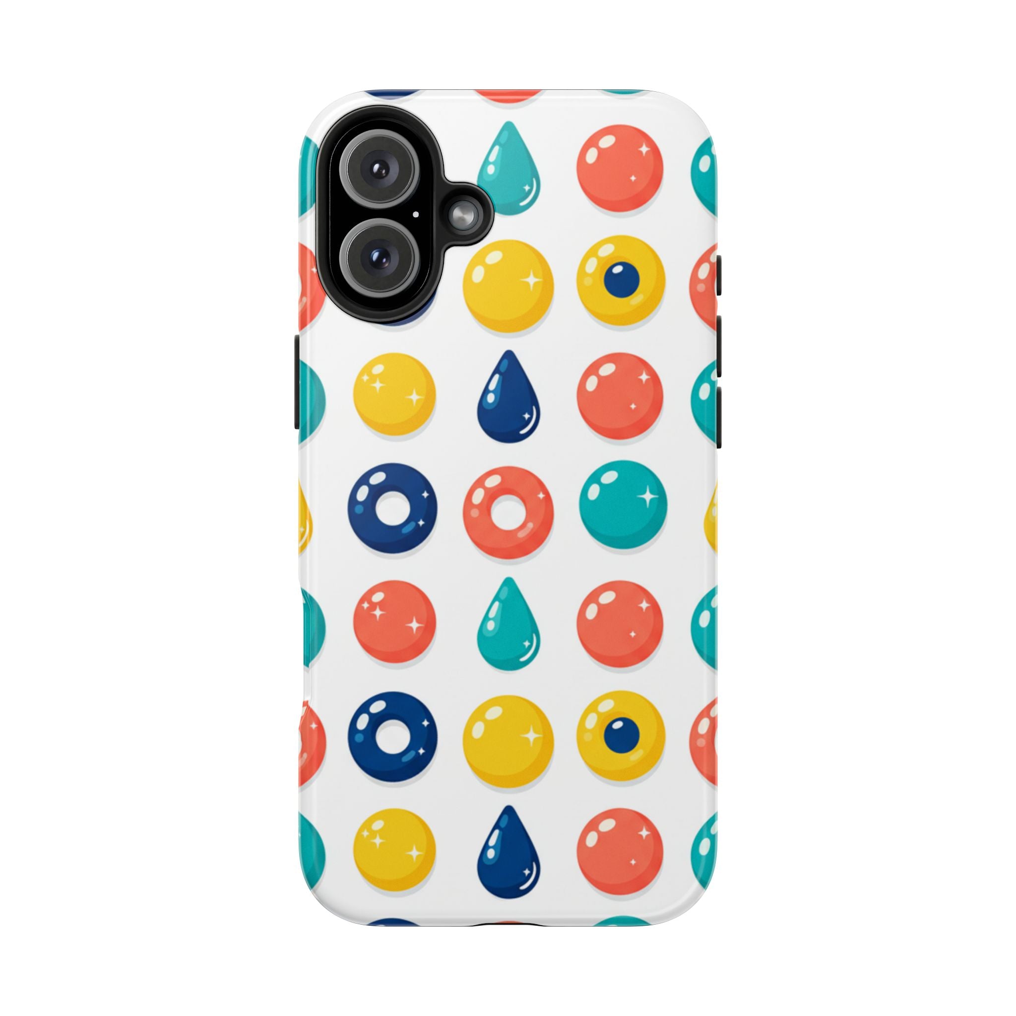 Colorful Candy Dot Tough Phone Case — Bright Retro Polka Drop Design