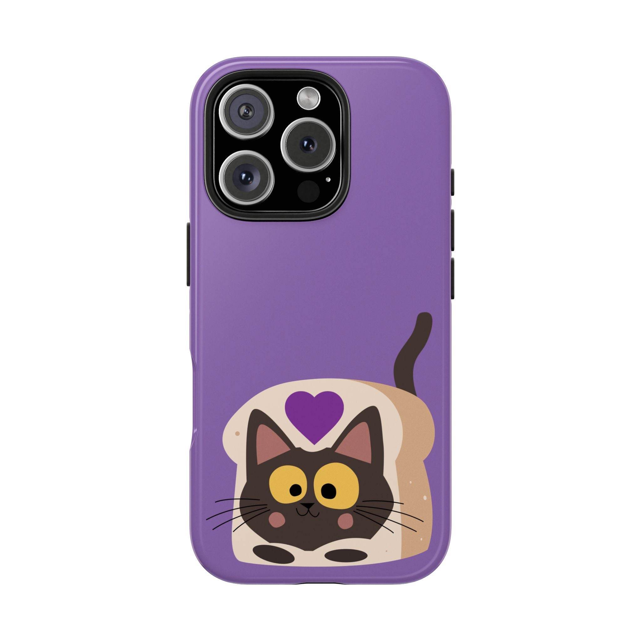 Purple Cute Cat-in-Bread Tough Phone Case — Cute Cat Heart Design