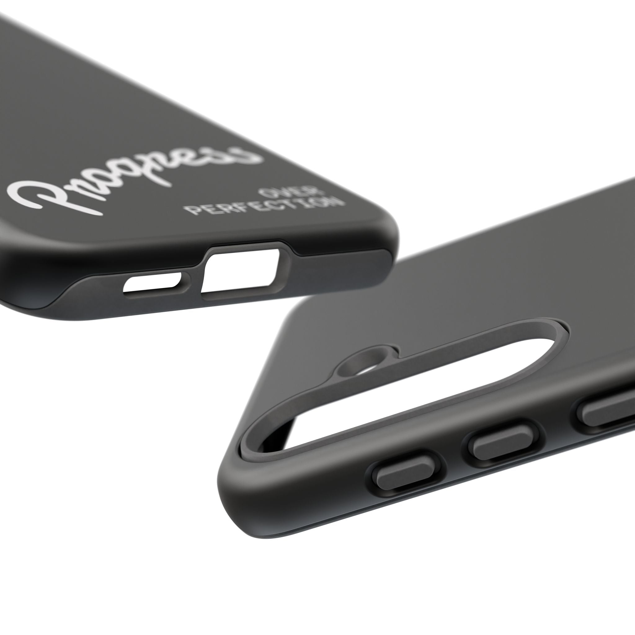 Phone Case - "Progress Over Perfection" Glossy Black Protective Cover