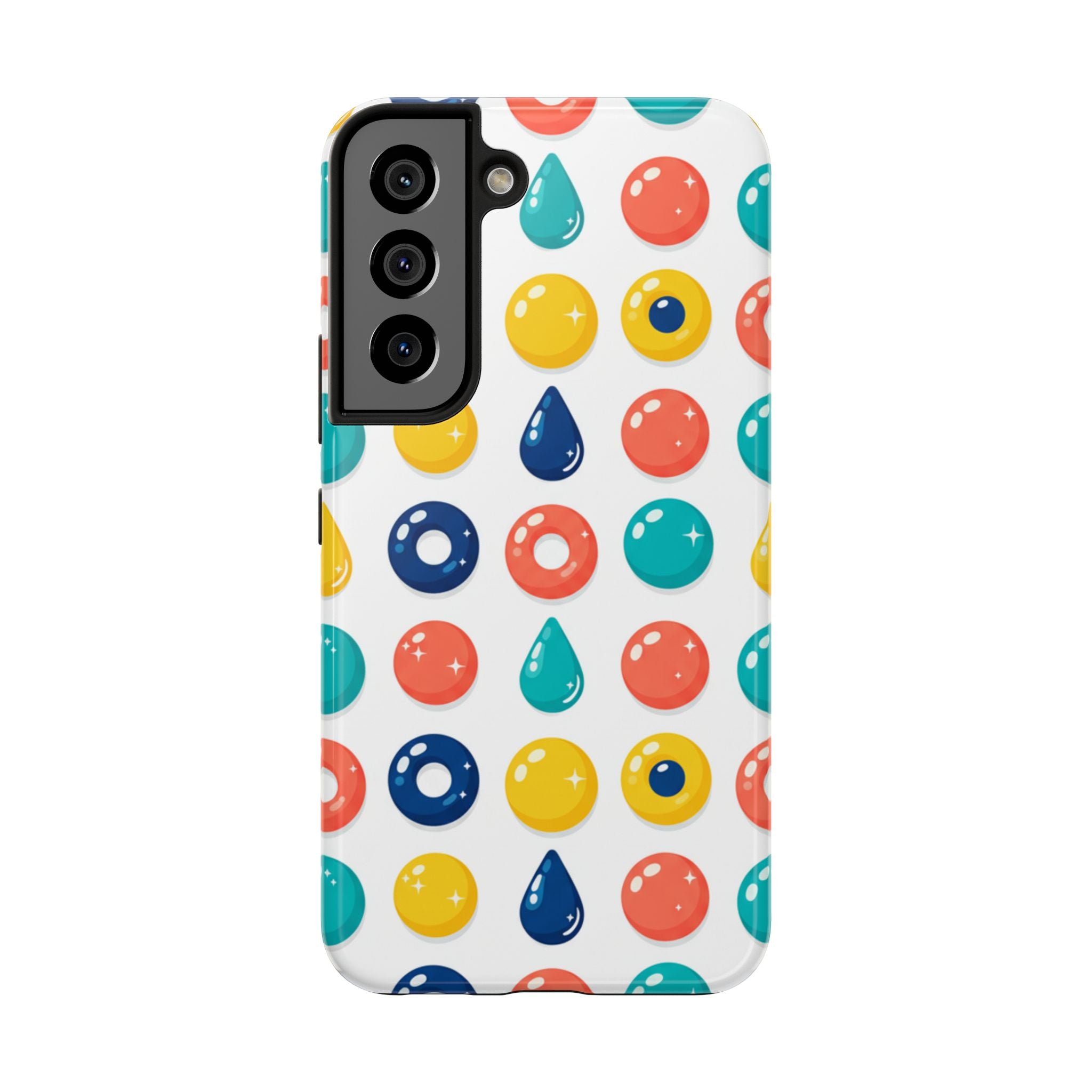 Colorful Candy Dot Tough Phone Case — Bright Retro Polka Drop Design