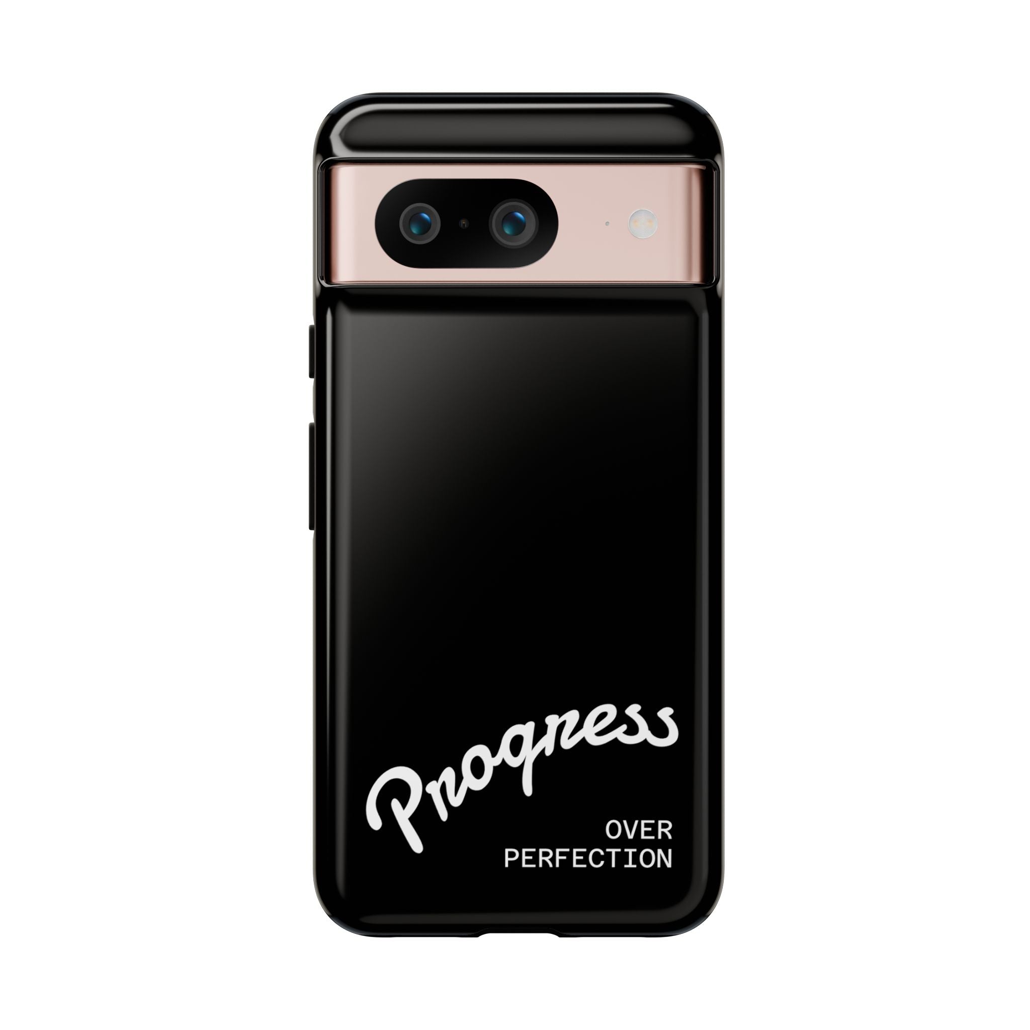Phone Case - "Progress Over Perfection" Glossy Black Protective Cover