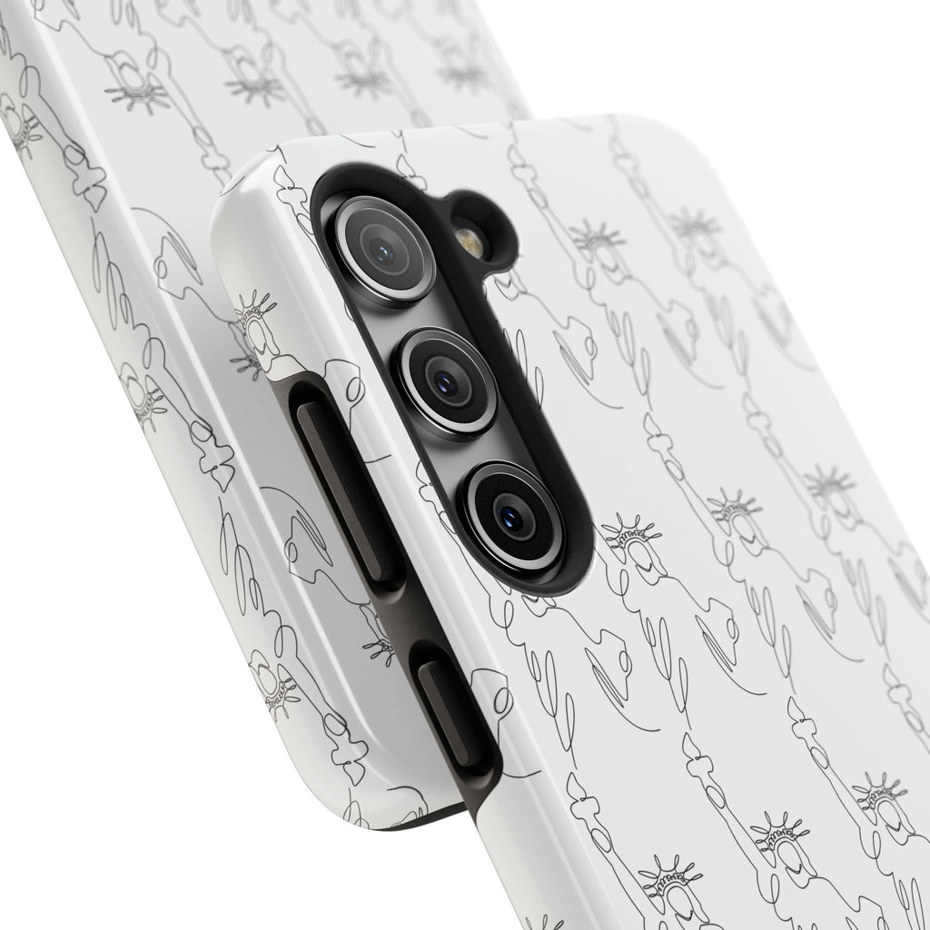 Statue of Liberty Sketch Tough Phone Case — Minimal Patriotic iPhone Cover