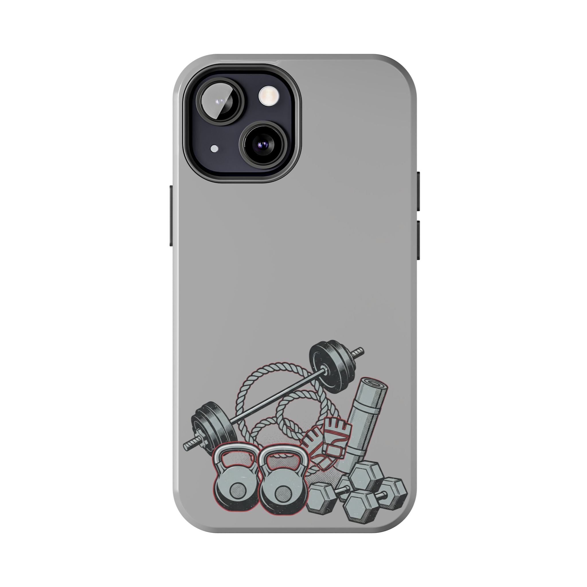 Fitness Gear Tough Phone Case — Dumbbells, Kettlebells & Jump Rope Design