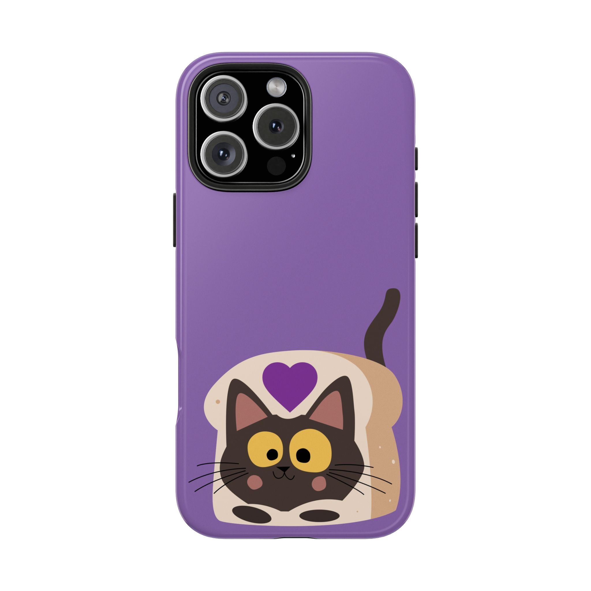 Purple Cute Cat-in-Bread Tough Phone Case — Cute Cat Heart Design