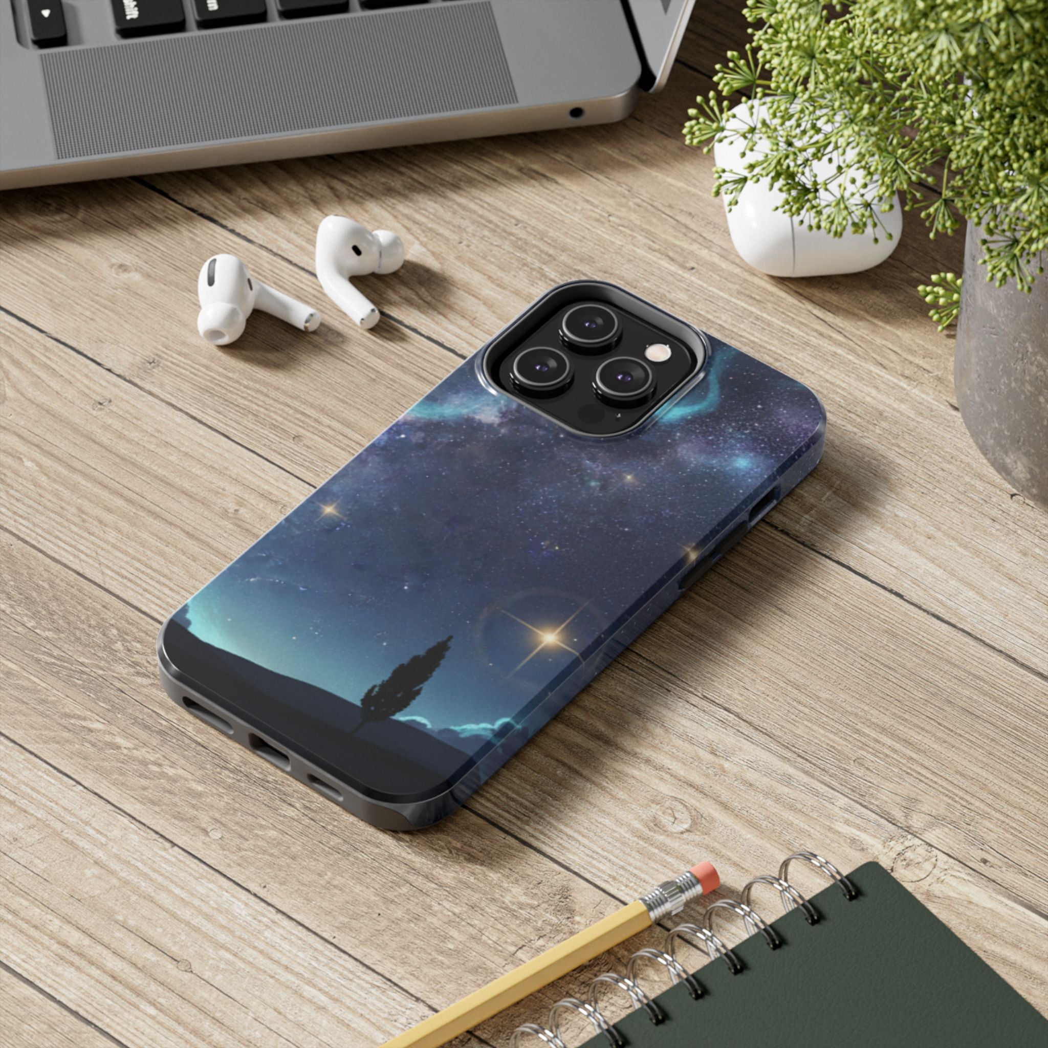 Galaxy Night Sky Tough Phone Case — Starry Landscape Protective Phone Cover