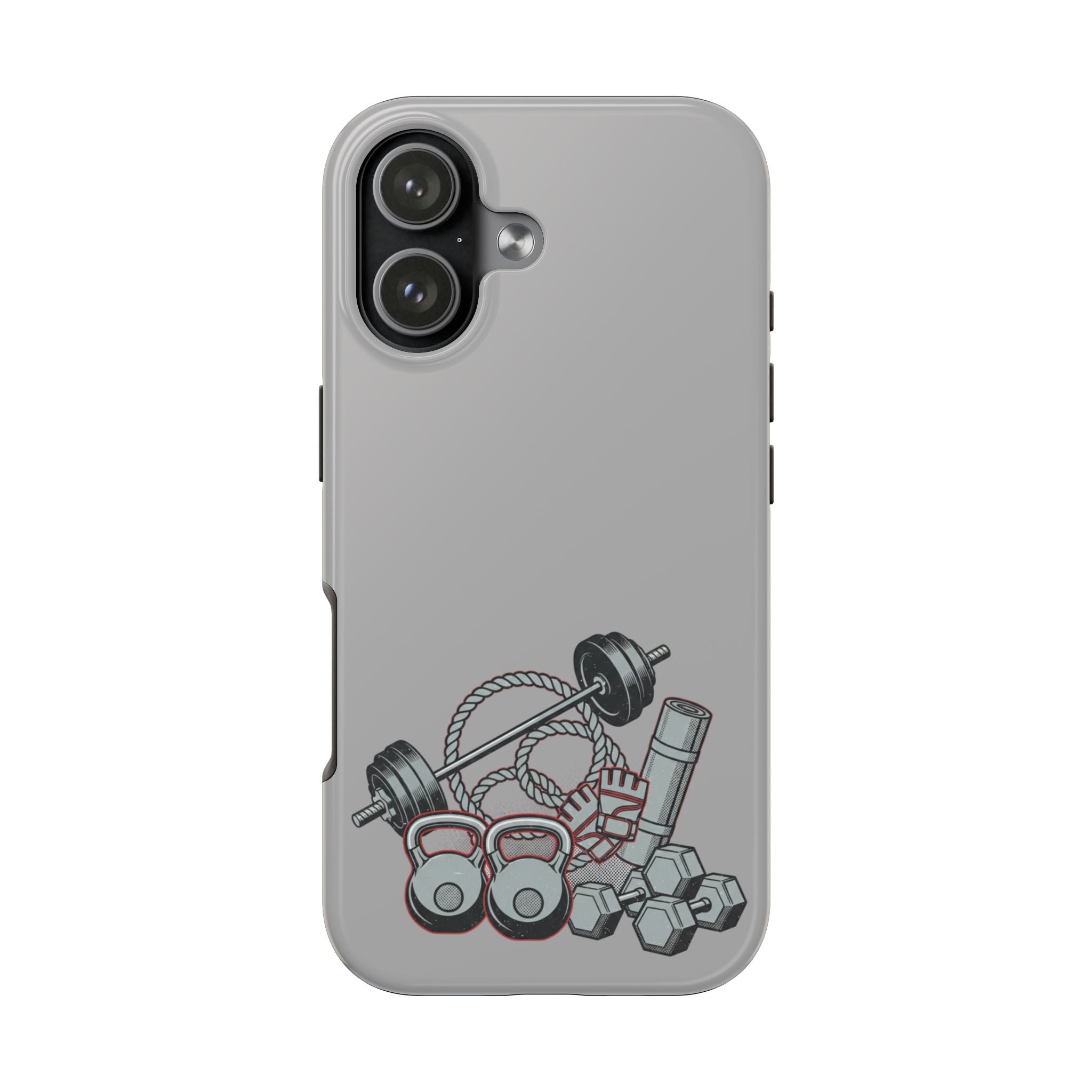 Fitness Gear Tough Phone Case — Dumbbells, Kettlebells & Jump Rope Design