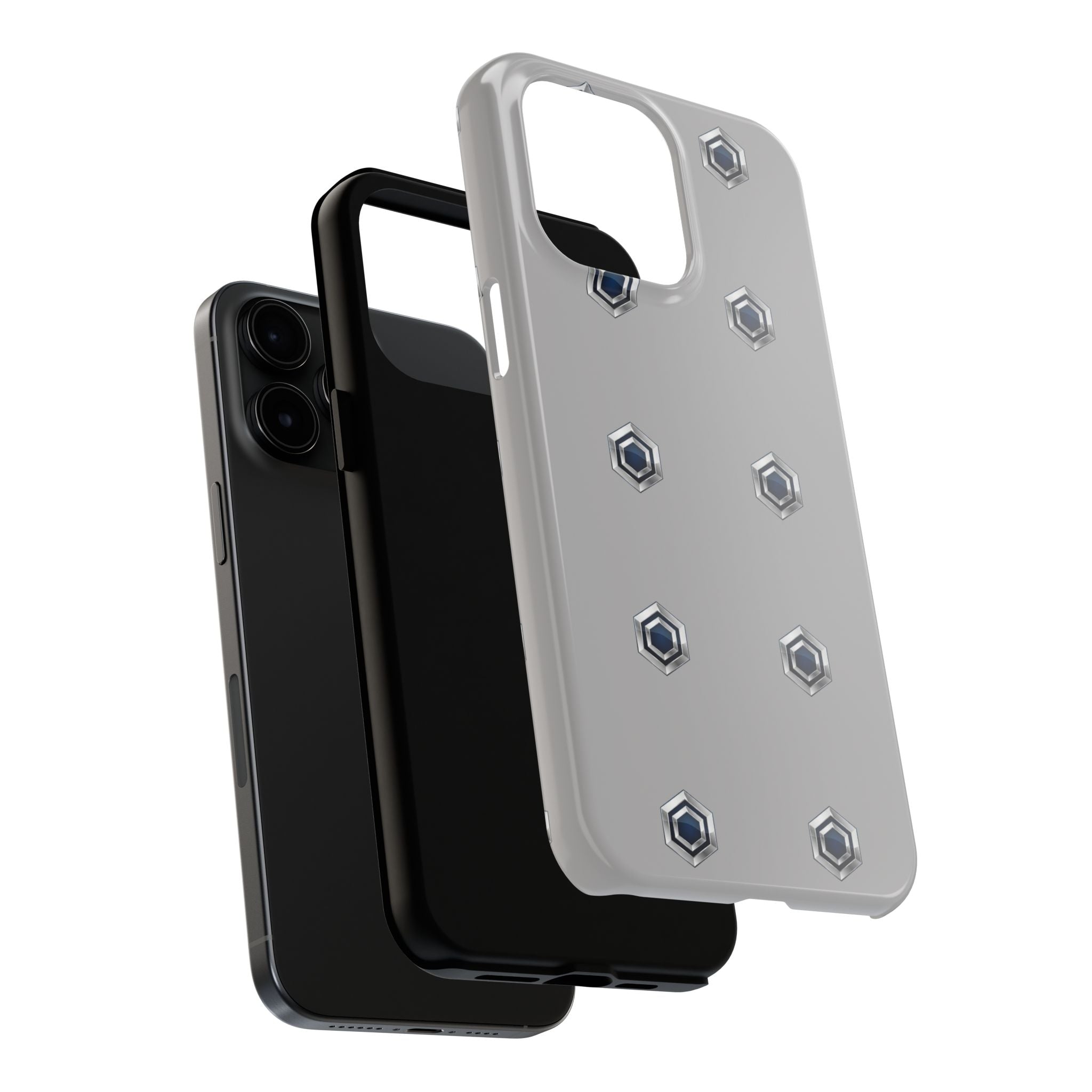 Tough Phone Case — Minimal Hex Rivet Armor (Gray)