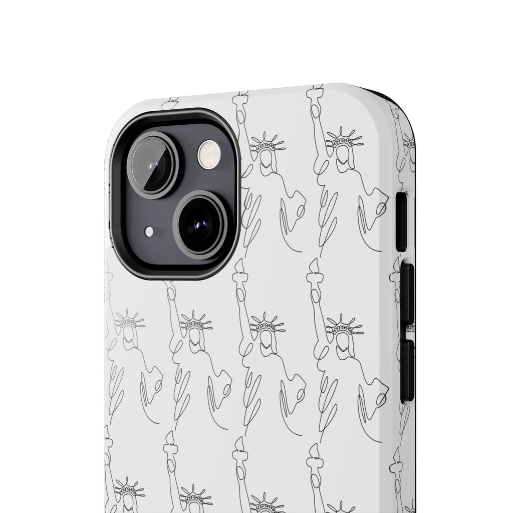 Statue of Liberty Sketch Tough Phone Case — Minimal Patriotic iPhone Cover