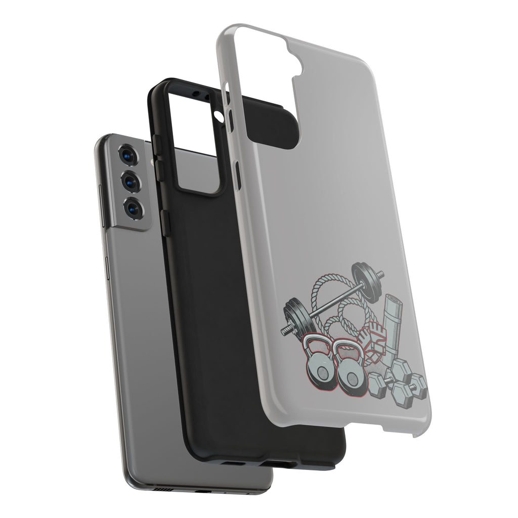Fitness Gear Tough Phone Case — Dumbbells, Kettlebells & Jump Rope Design