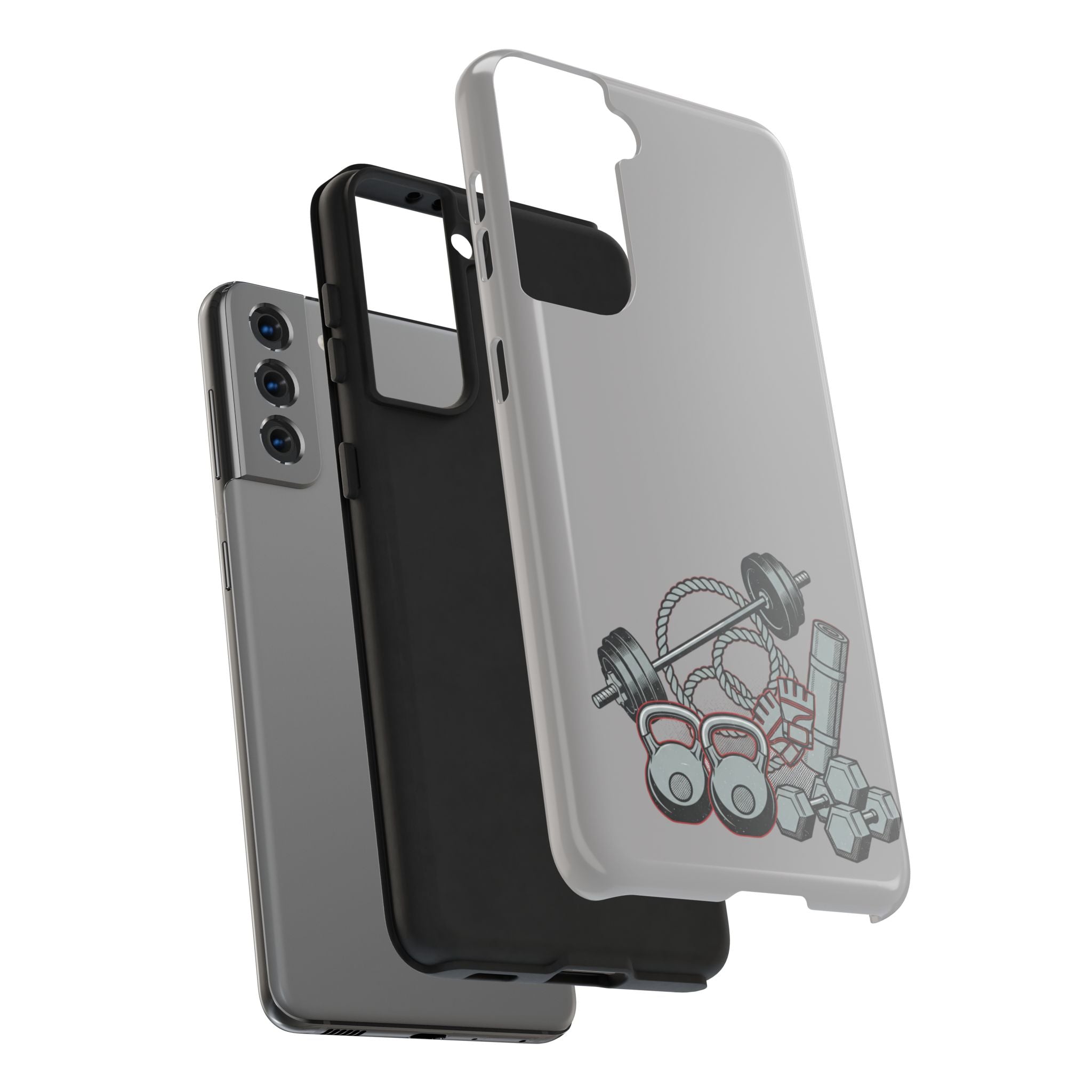 Fitness Gear Tough Phone Case — Dumbbells, Kettlebells & Jump Rope Design