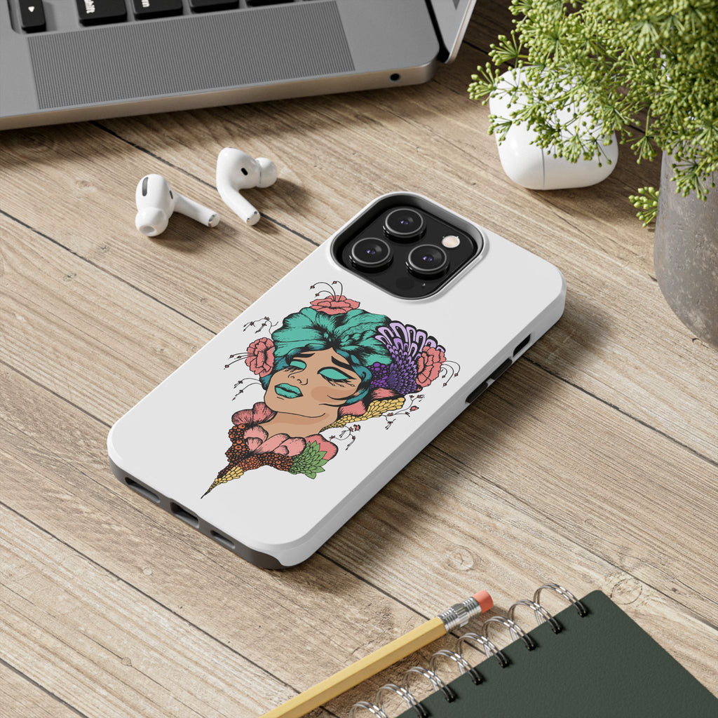 Tough Phone Case — Floral Pop Art Portrait Protective Cover