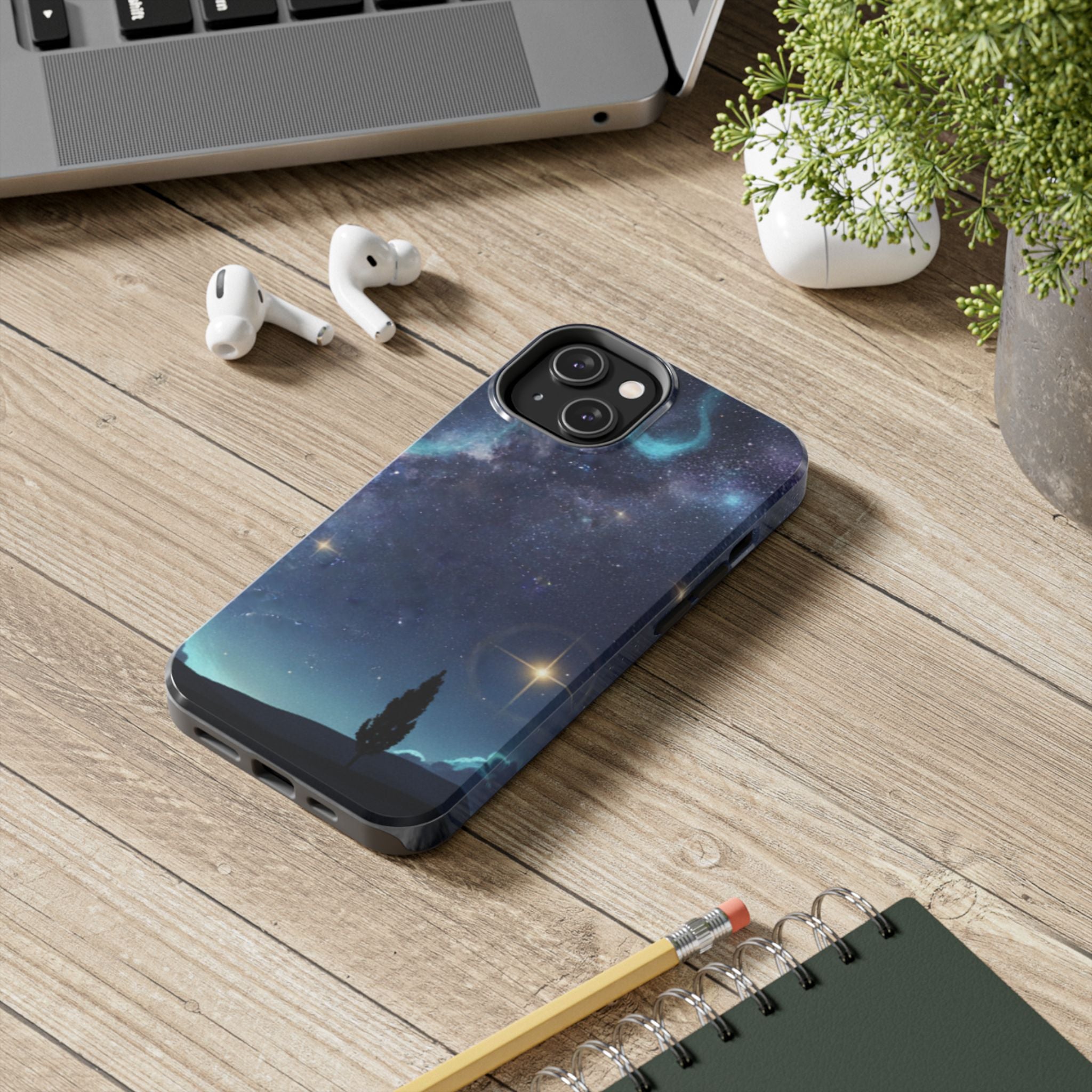 Galaxy Night Sky Tough Phone Case — Starry Landscape Protective Phone Cover