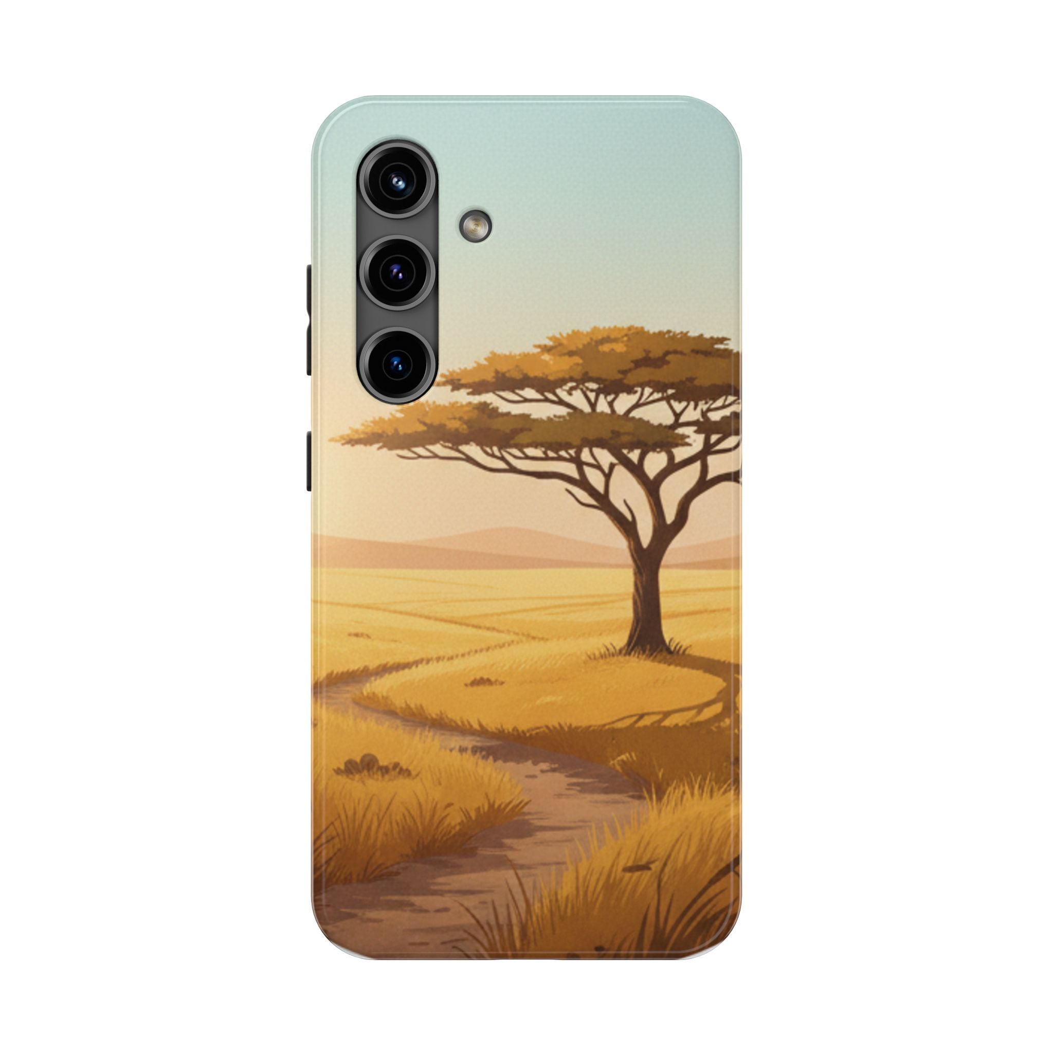 Safari Sunset Tough Phone Case — African Savanna Tree Design