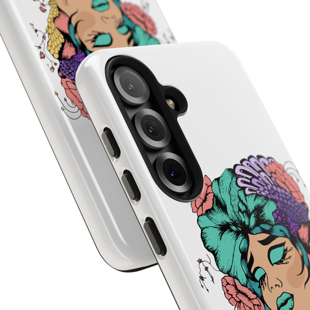Tough Phone Case — Floral Pop Art Portrait Protective Cover
