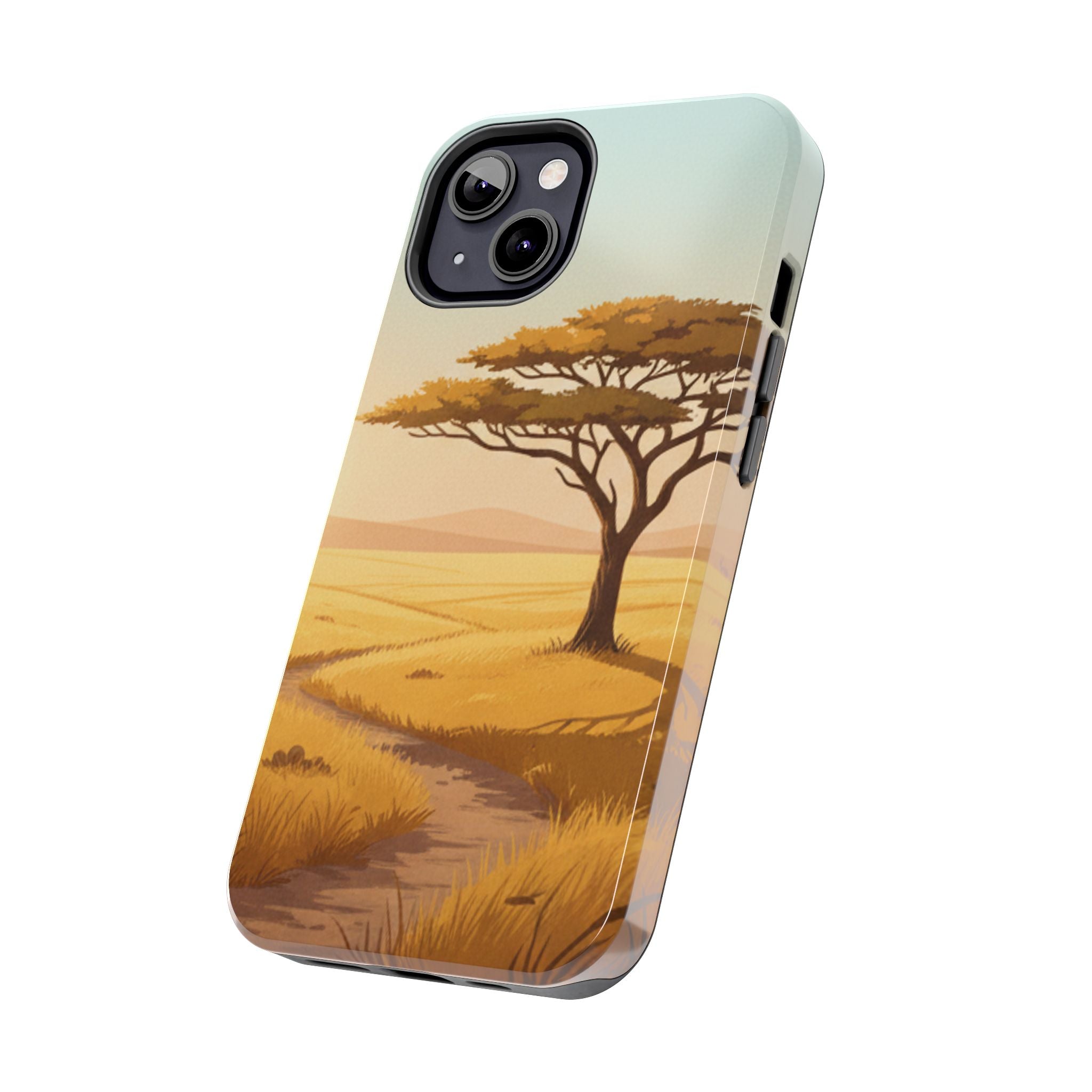 Safari Sunset Tough Phone Case — African Savanna Tree Design