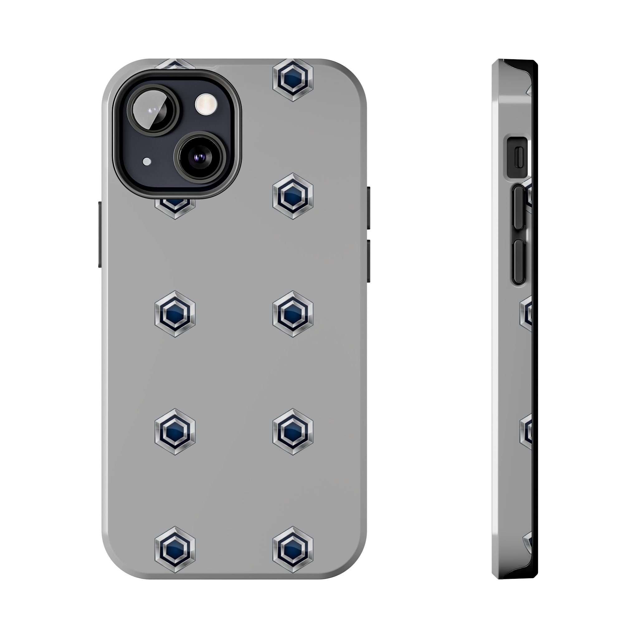 Tough Phone Case — Minimal Hex Rivet Armor (Gray)