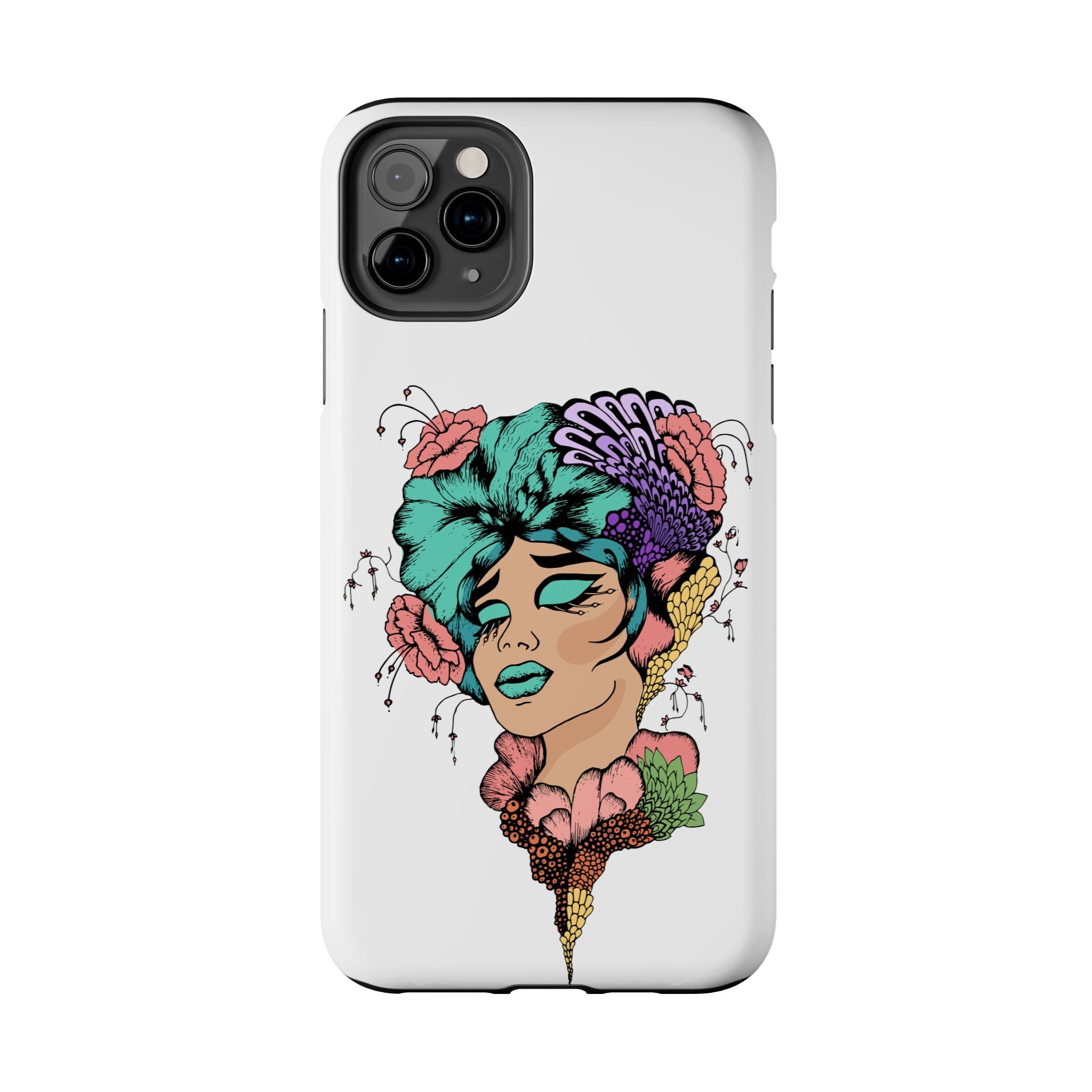Tough Phone Case — Floral Pop Art Portrait Protective Cover