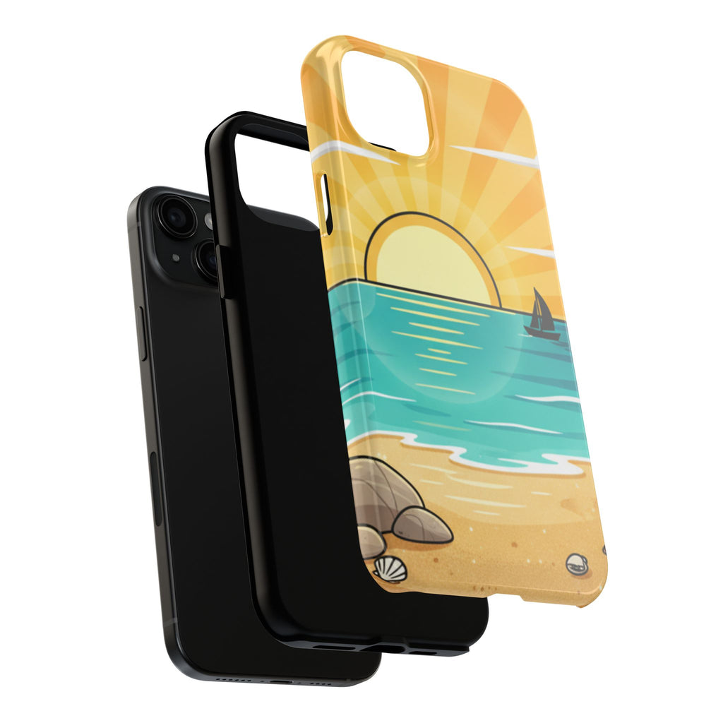 Tough Phone Case — Sunset Beach Sailboat Design