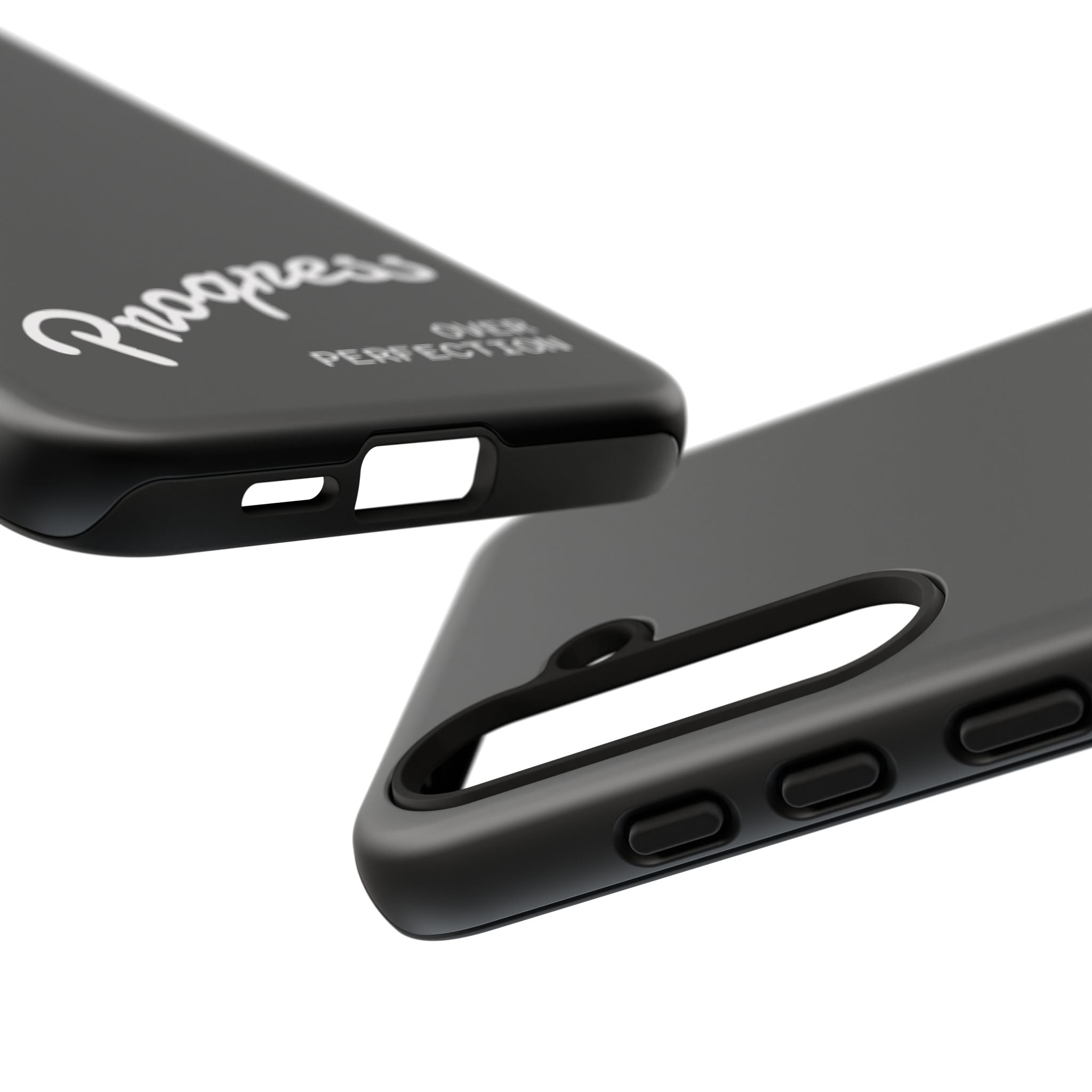 Phone Case - "Progress Over Perfection" Glossy Black Protective Cover