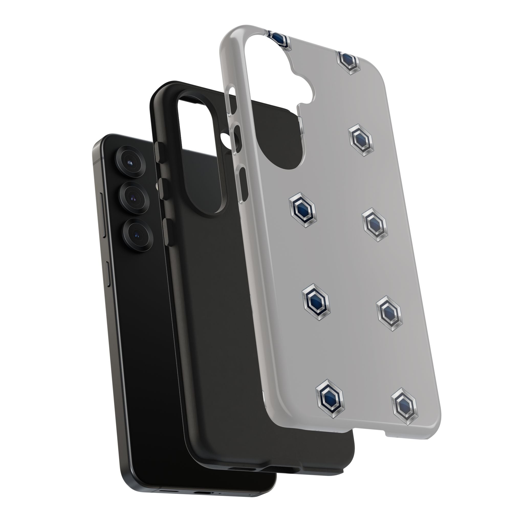 Tough Phone Case — Minimal Hex Rivet Armor (Gray)