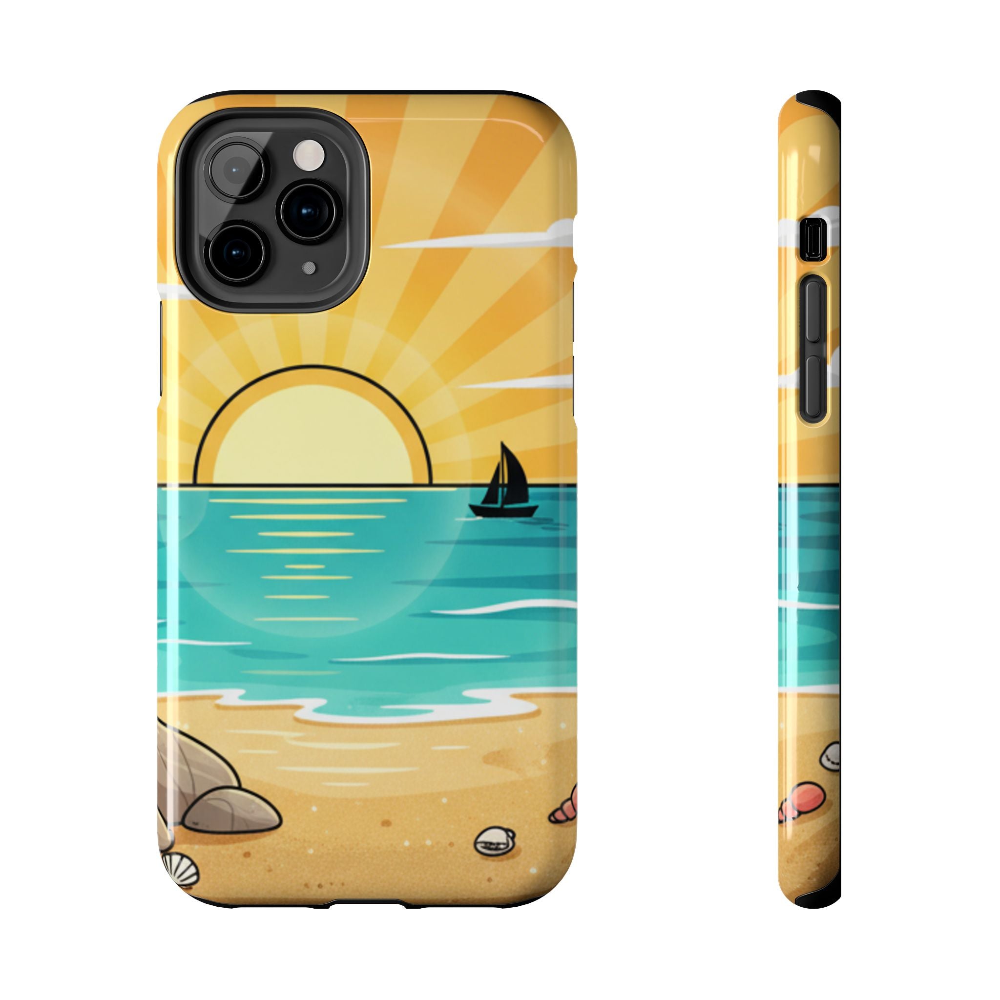 Tough Phone Case — Sunset Beach Sailboat Design