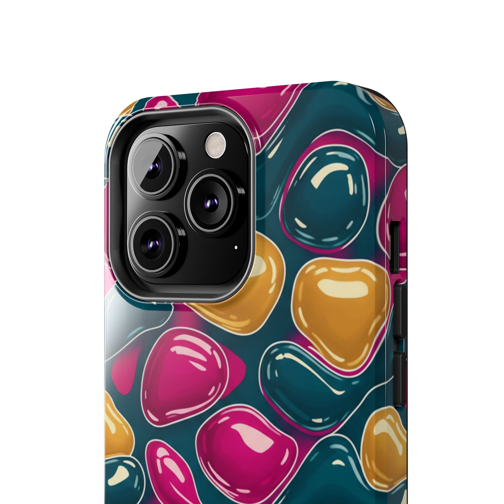 Abstract Colorful Blob Phone Case — Bold Teal, Magenta & Gold Protective Cover
