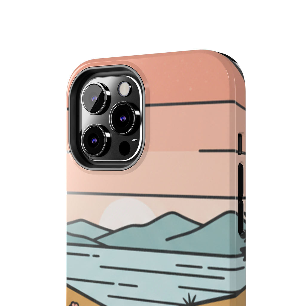 Scenic Path Tough Phone Case — Pastel Lake & Mountain Protective Cover
