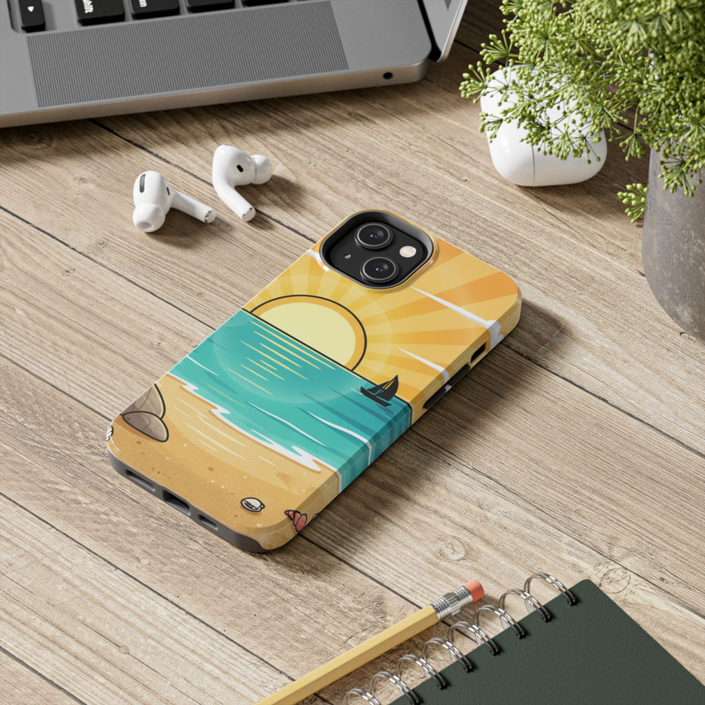 Tough Phone Case — Sunset Beach Sailboat Design