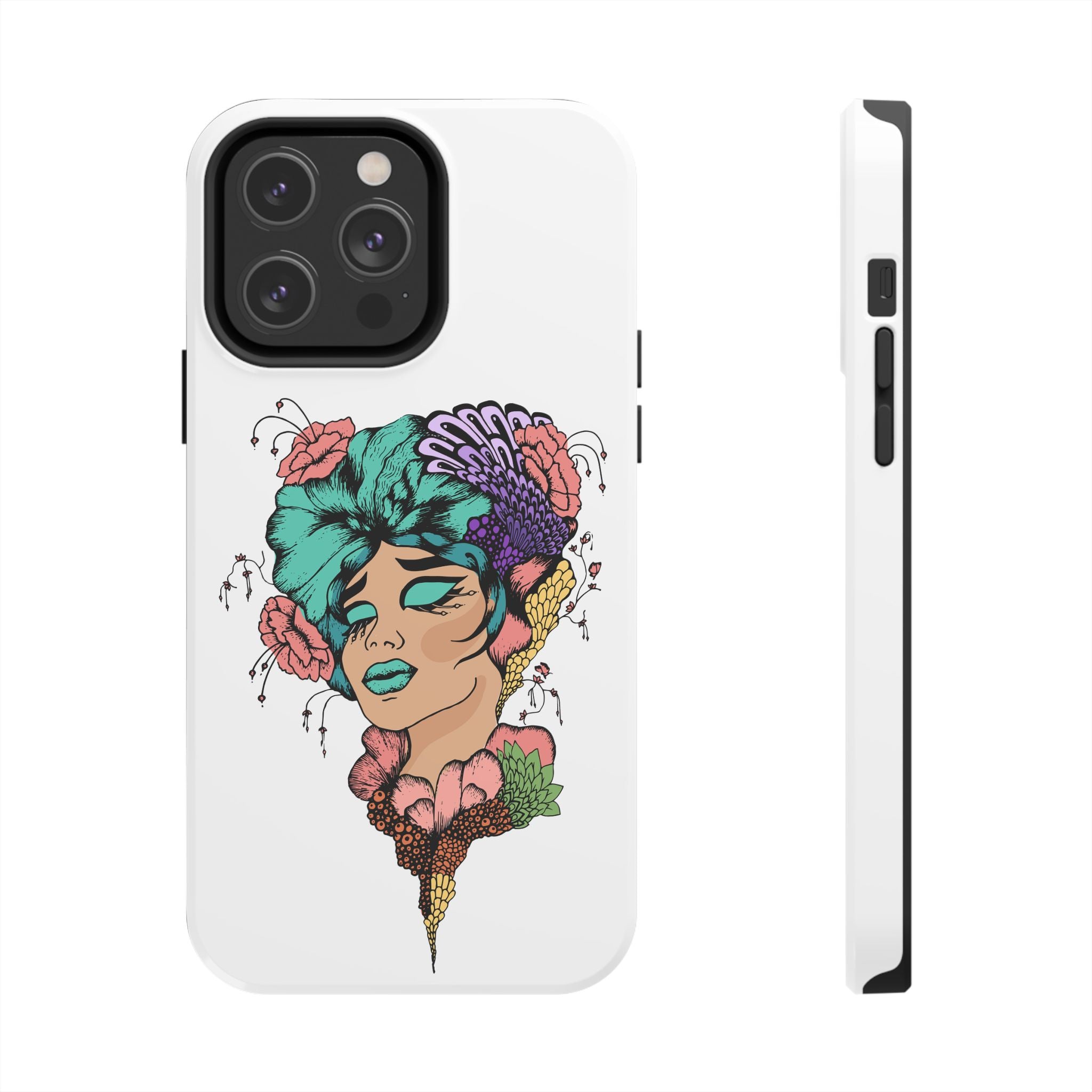 Tough Phone Case — Floral Pop Art Portrait Protective Cover