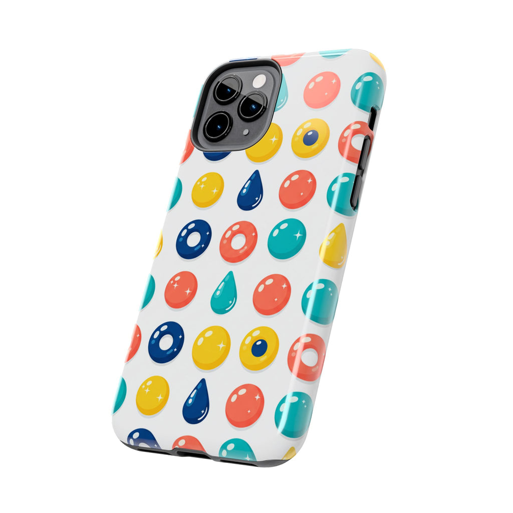 Colorful Candy Dot Tough Phone Case — Bright Retro Polka Drop Design