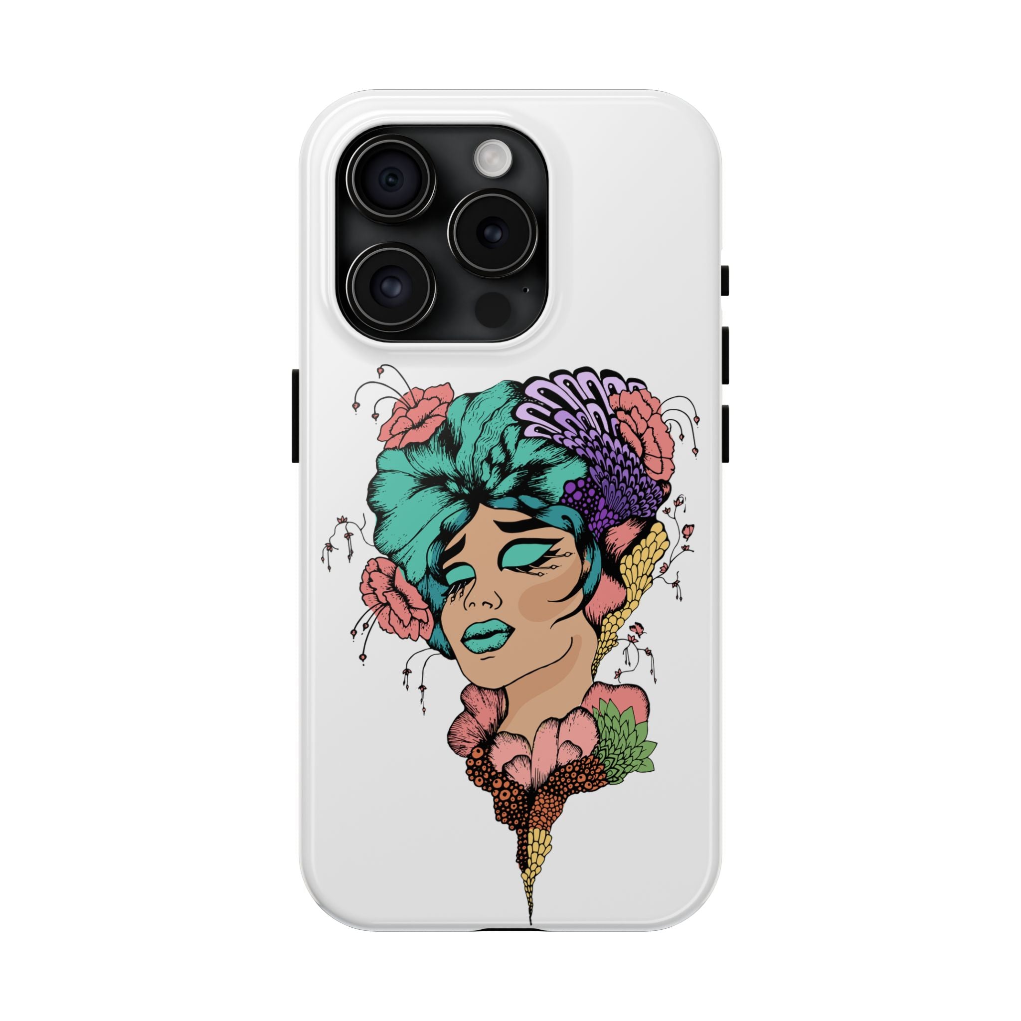 Tough Phone Case — Floral Pop Art Portrait Protective Cover