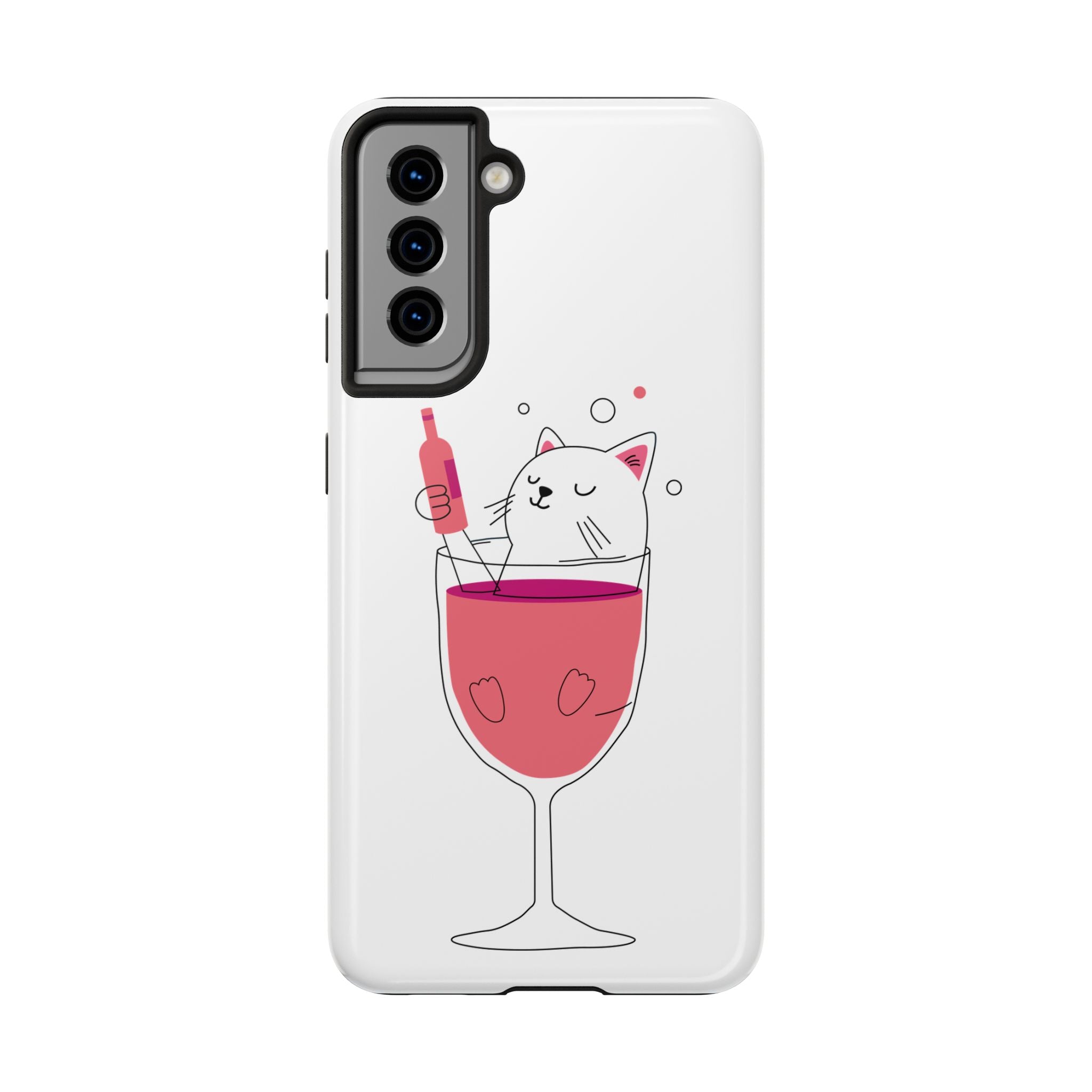 Cat Wine Phone Case — Cute Cat in Wine Glass Protective Case