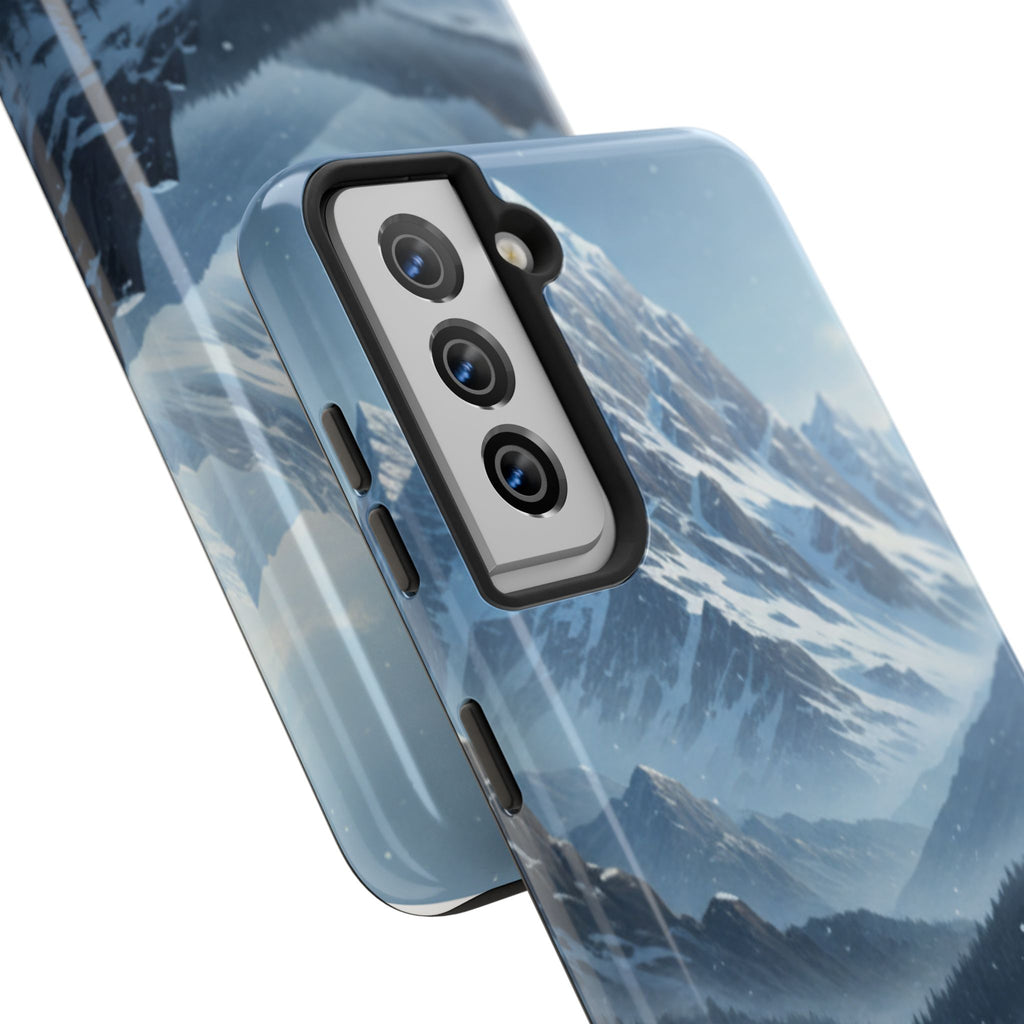 Tough Phone Case — Snowy Mountain Cabin Landscape Protective Phone Cover