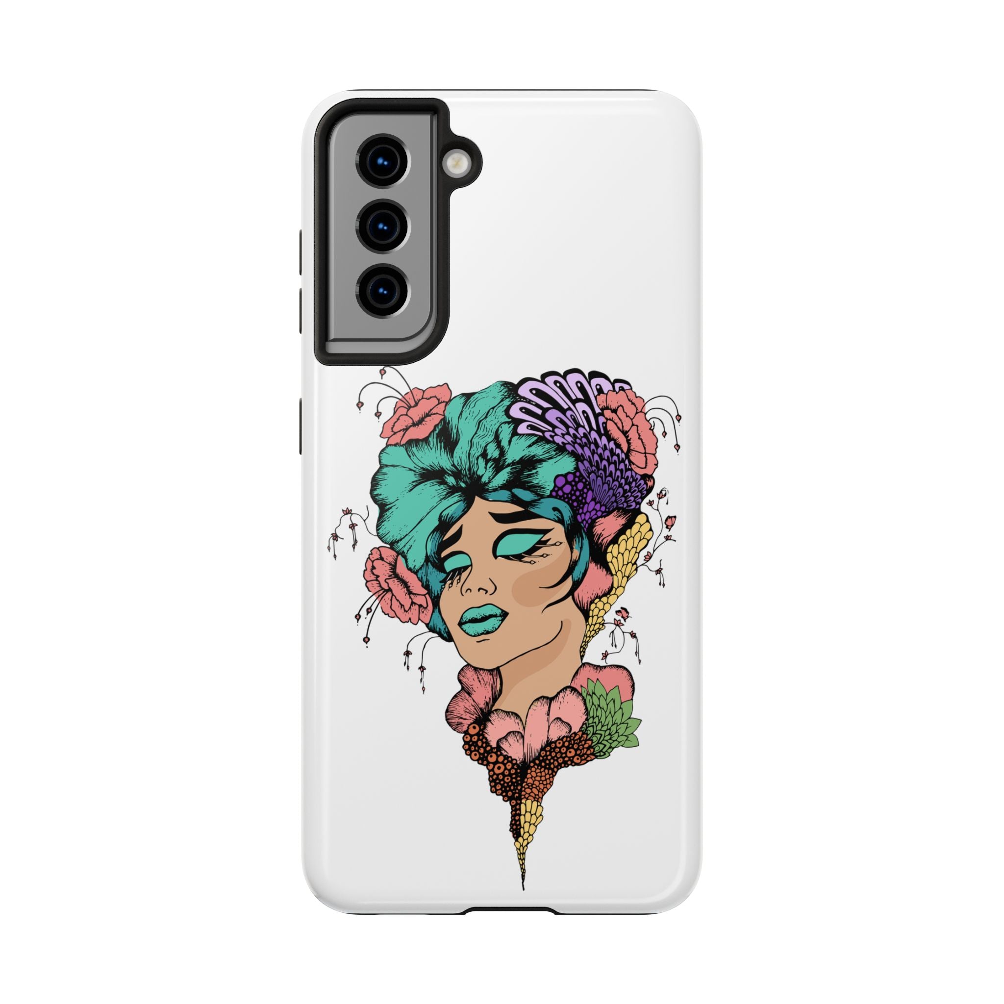 Tough Phone Case — Floral Pop Art Portrait Protective Cover