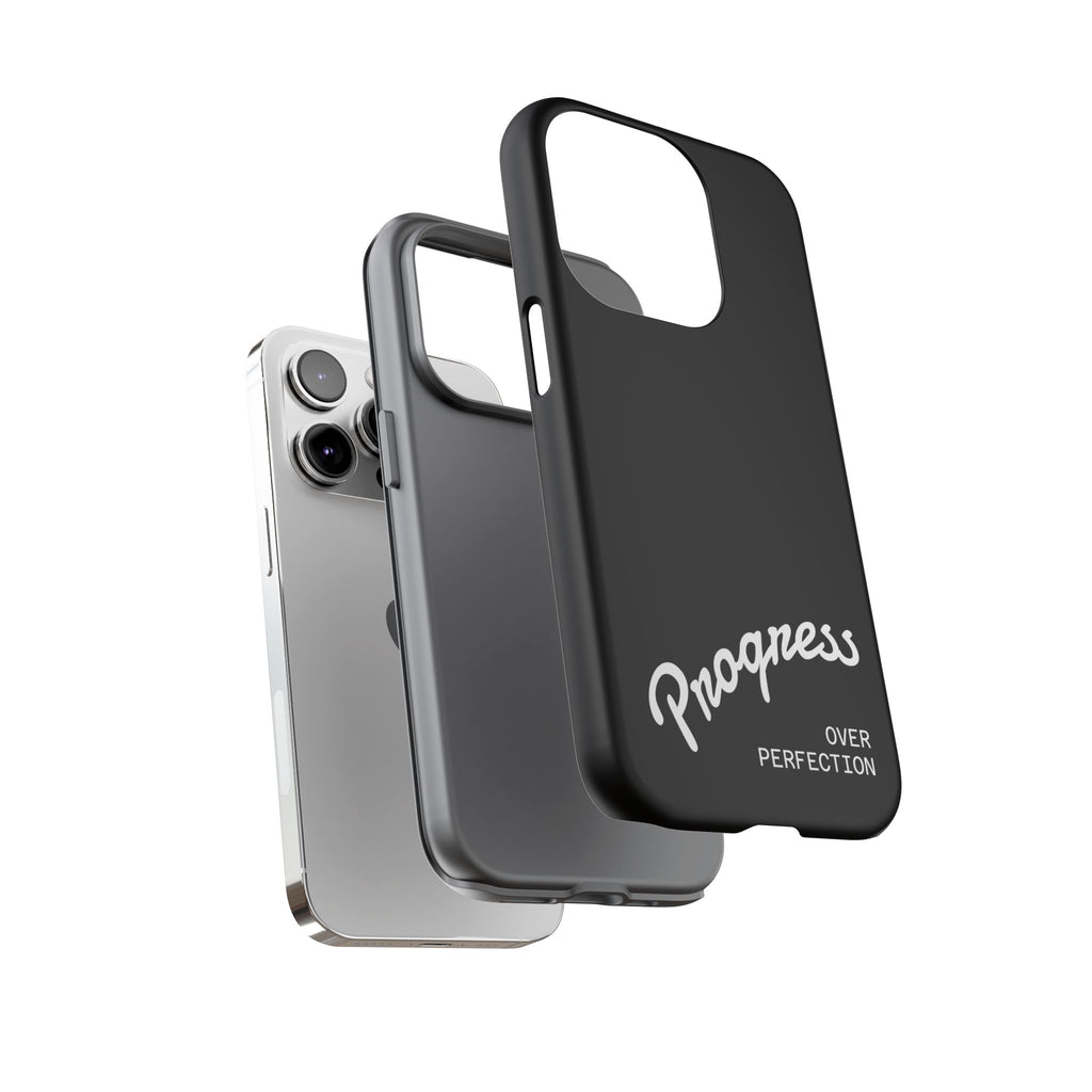 Phone Case - "Progress Over Perfection" Glossy Black Protective Cover