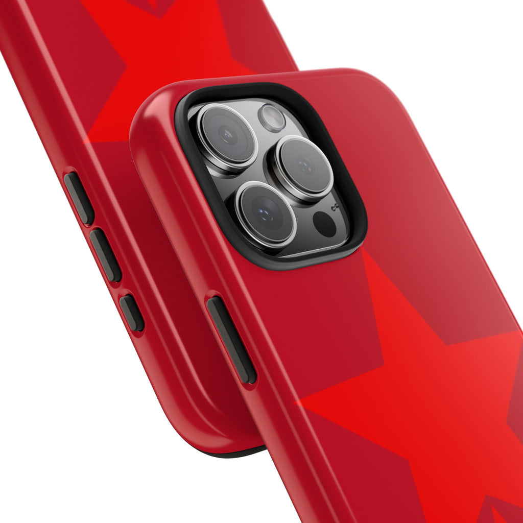 Red Star Tough Phone Case — Dual-Star Protective iPhone Cover