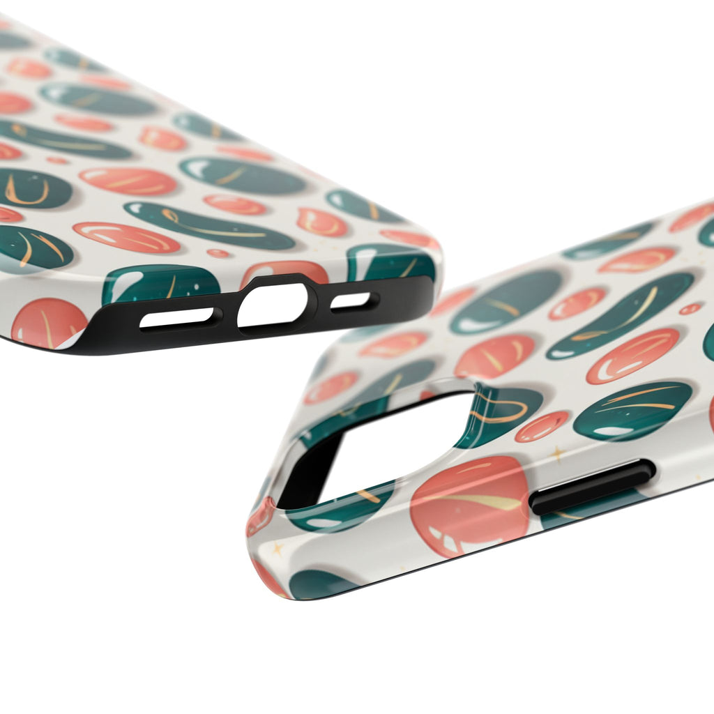 Abstract Pebble Pattern Tough Phone Case — Coral & Teal Protective Cover