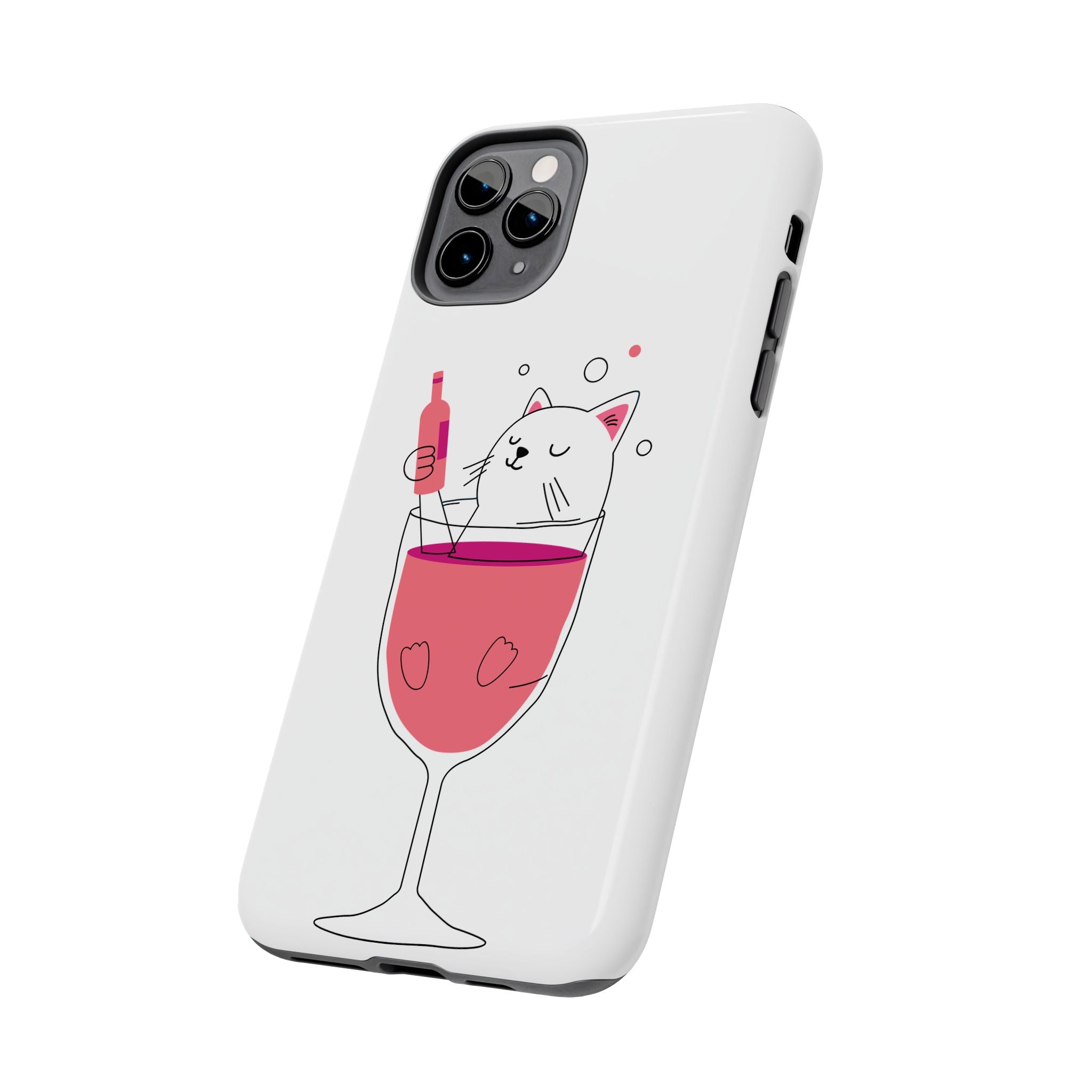 Cat Wine Phone Case — Cute Cat in Wine Glass Protective Case