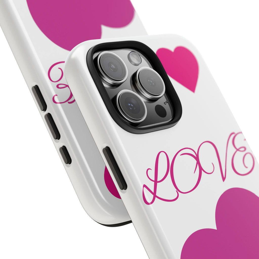 Love Heart Tough Phone Case — Pink Hearts Protective Phone Cover