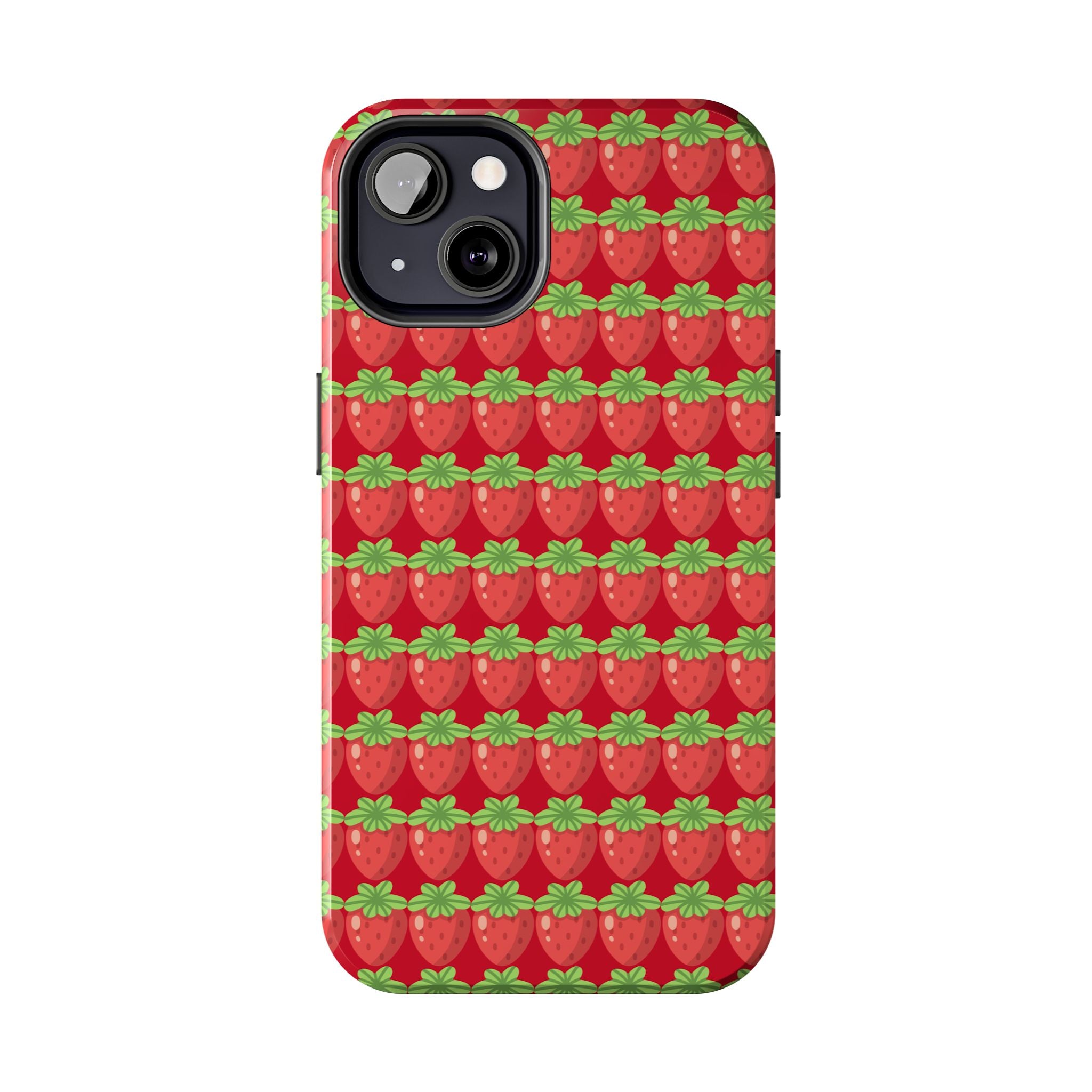 Strawberry Pattern Tough Phone Case — Cute Red Fruit Protective Cover