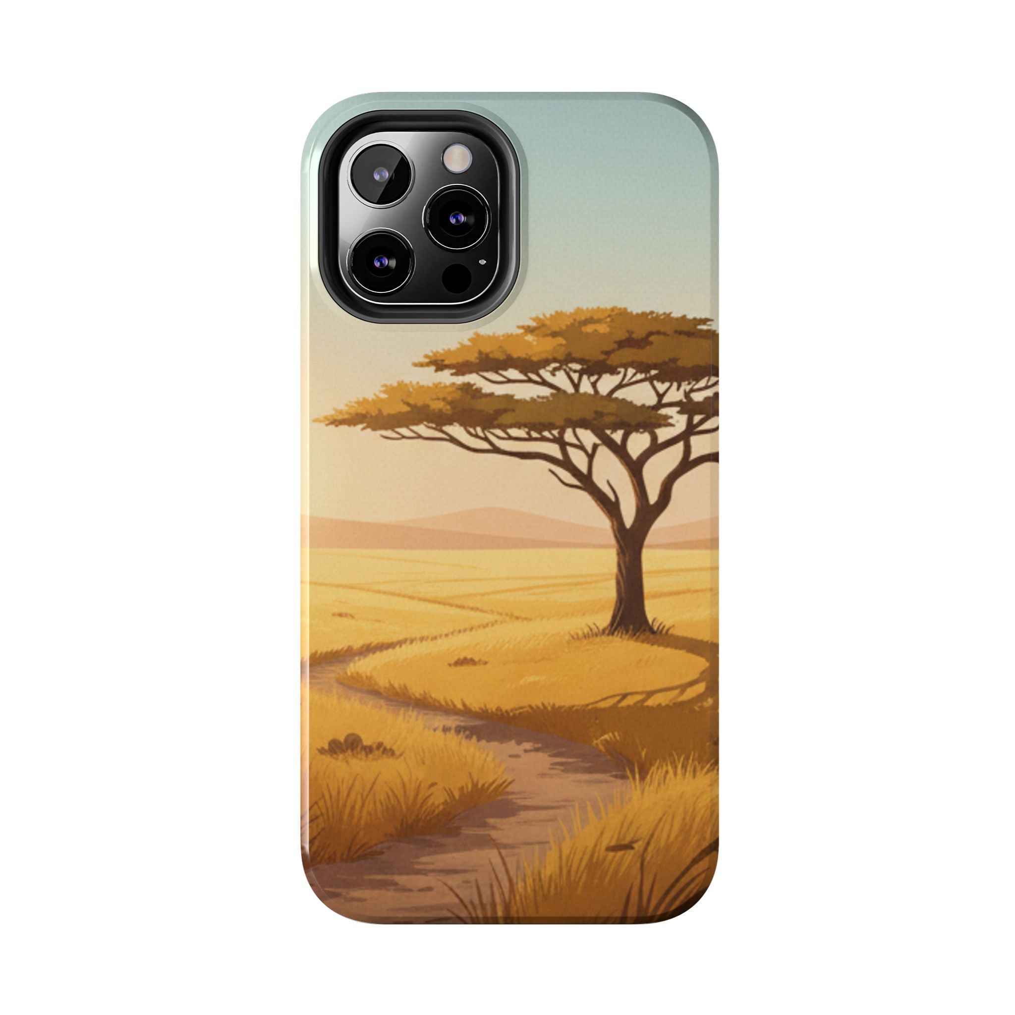 Safari Sunset Tough Phone Case — African Savanna Tree Design