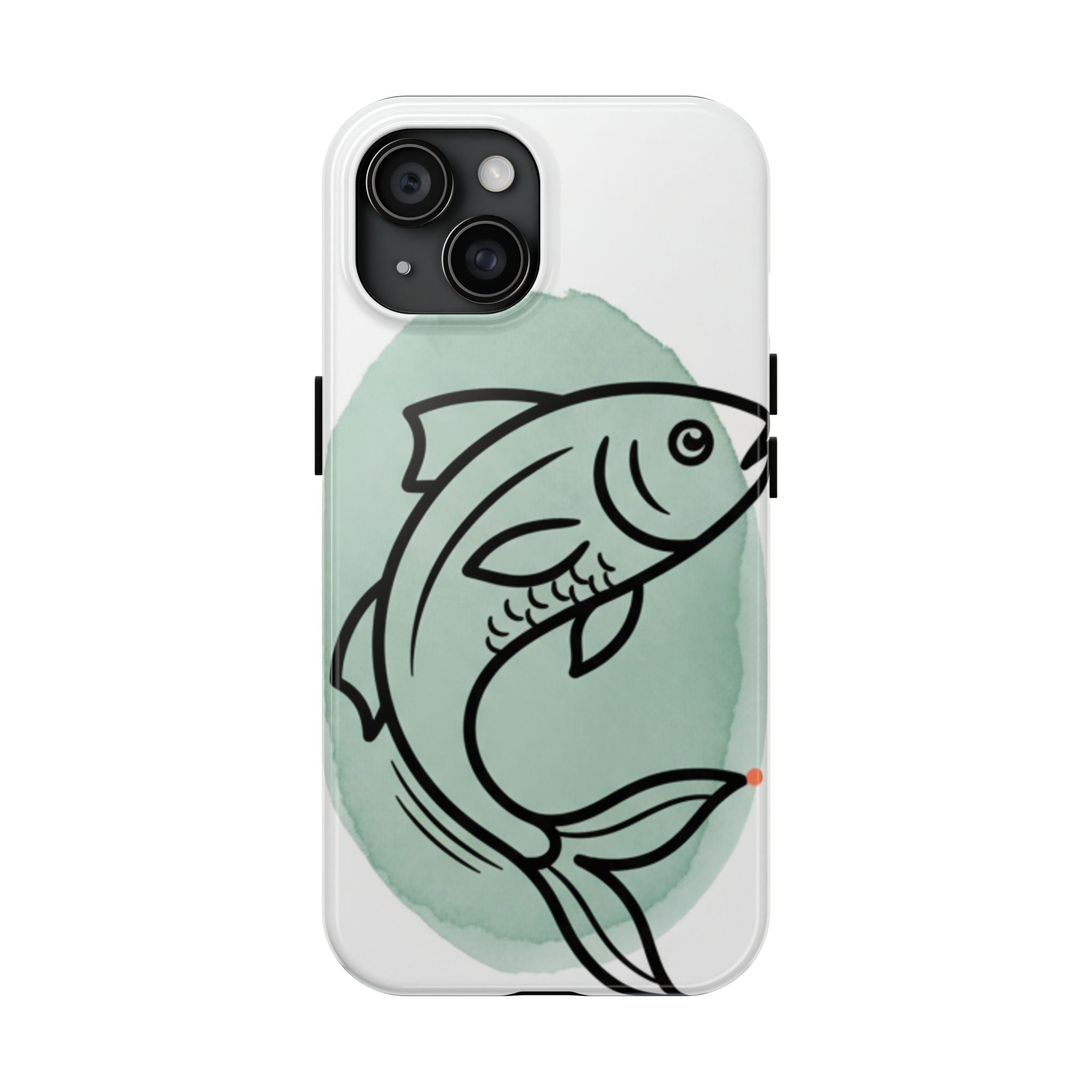 Fish Silhouette Tough Phone Case — Minimalist Aqua Watercolor Design