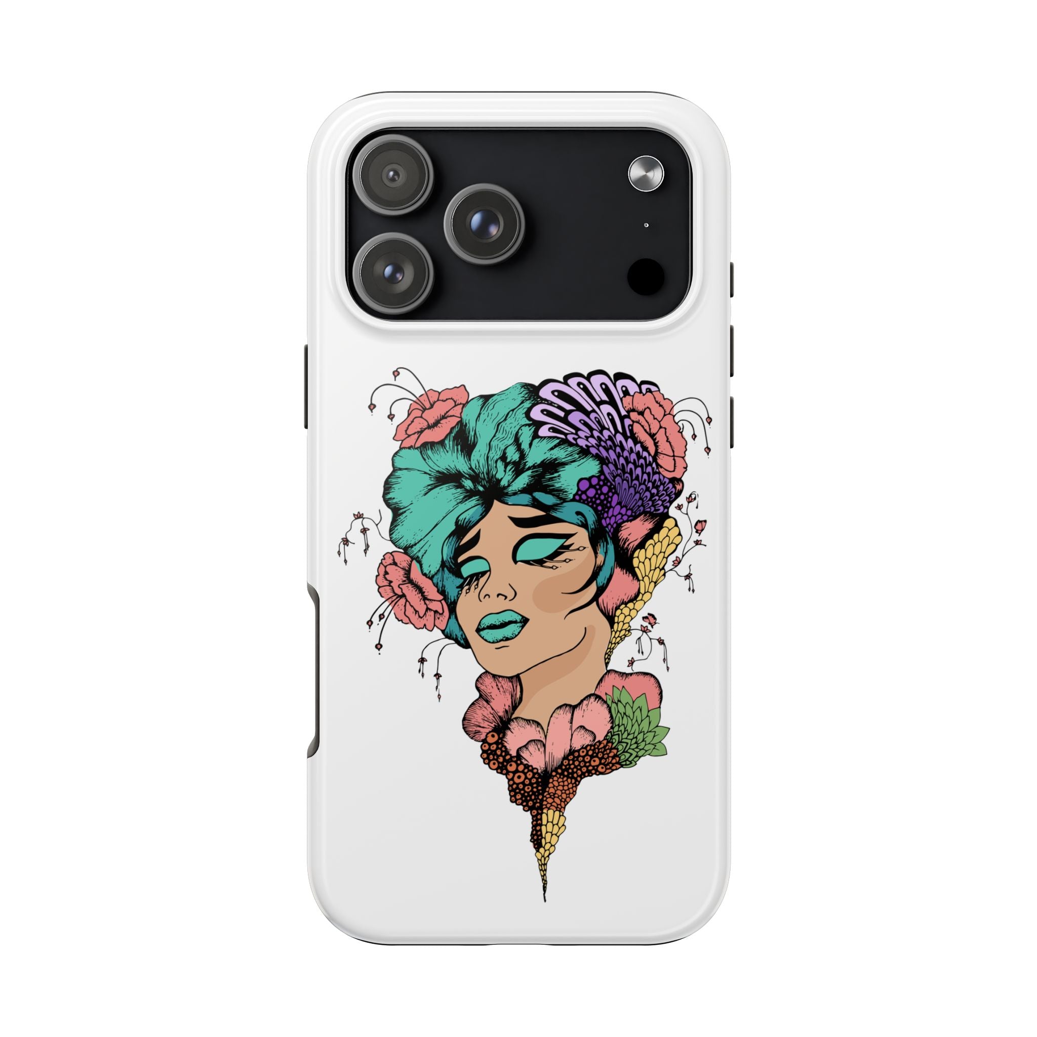 Tough Phone Case — Floral Pop Art Portrait Protective Cover