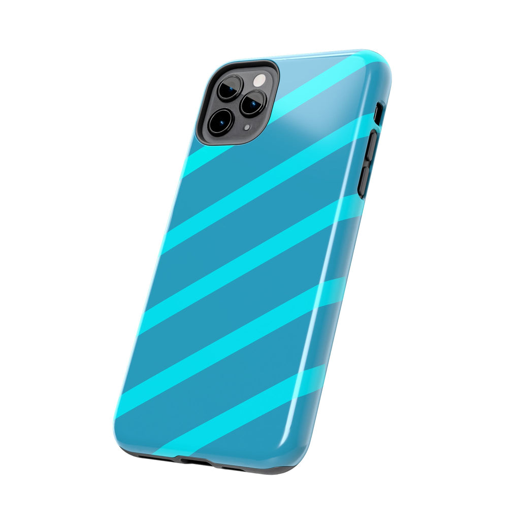 Tough Phone Case — Blue Diagonal Stripe Shockproof Cover