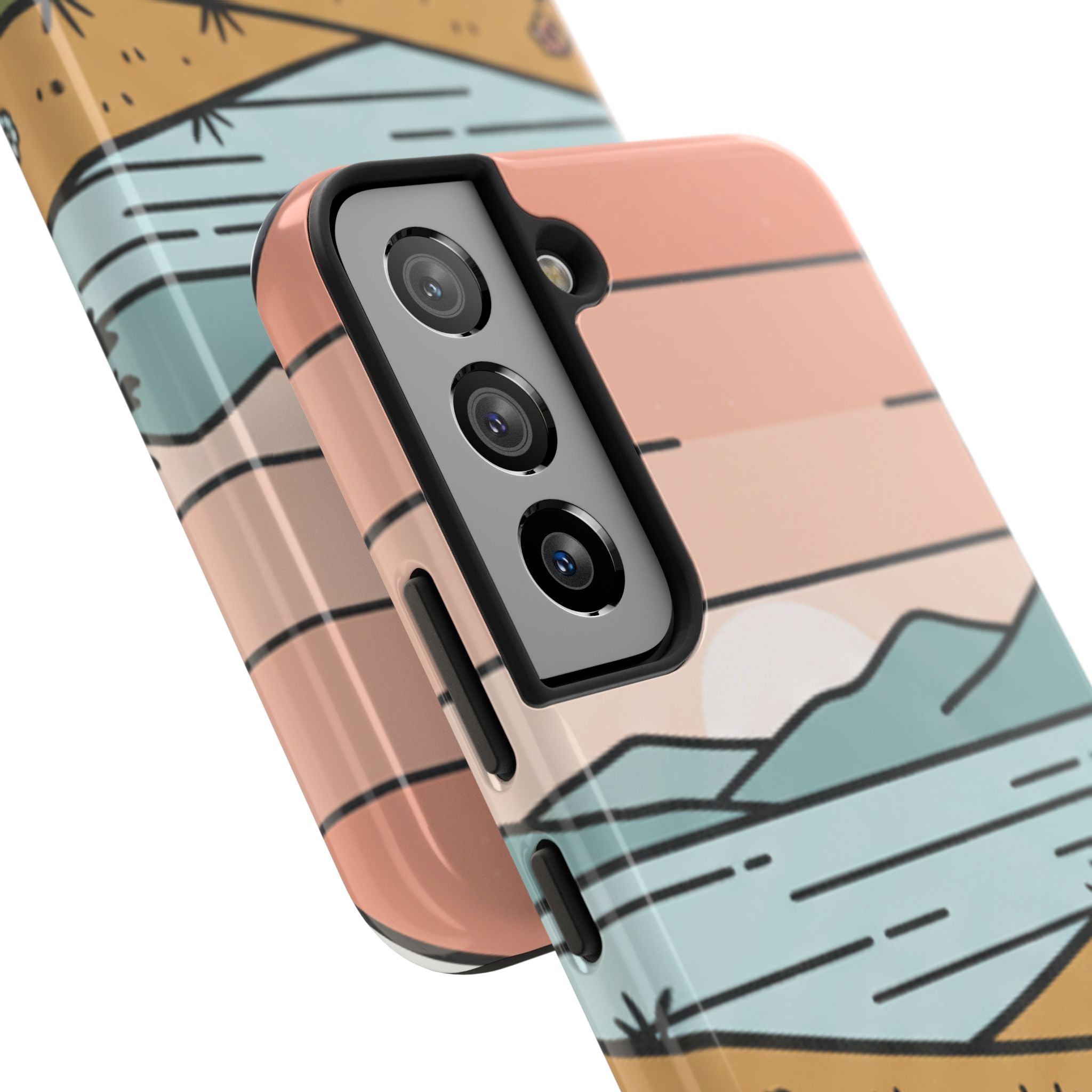 Scenic Path Tough Phone Case — Pastel Lake & Mountain Protective Cover