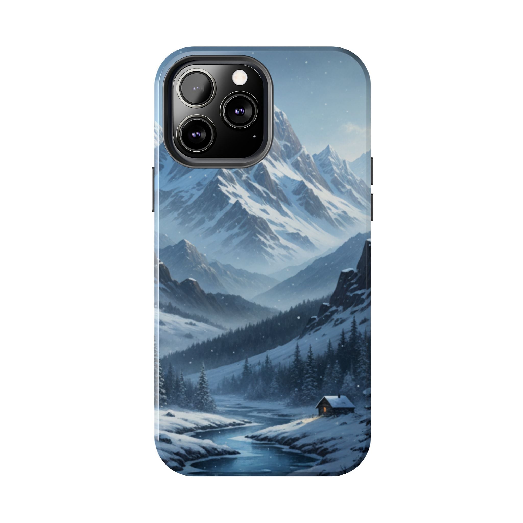 Tough Phone Case — Snowy Mountain Cabin Landscape Protective Phone Cover