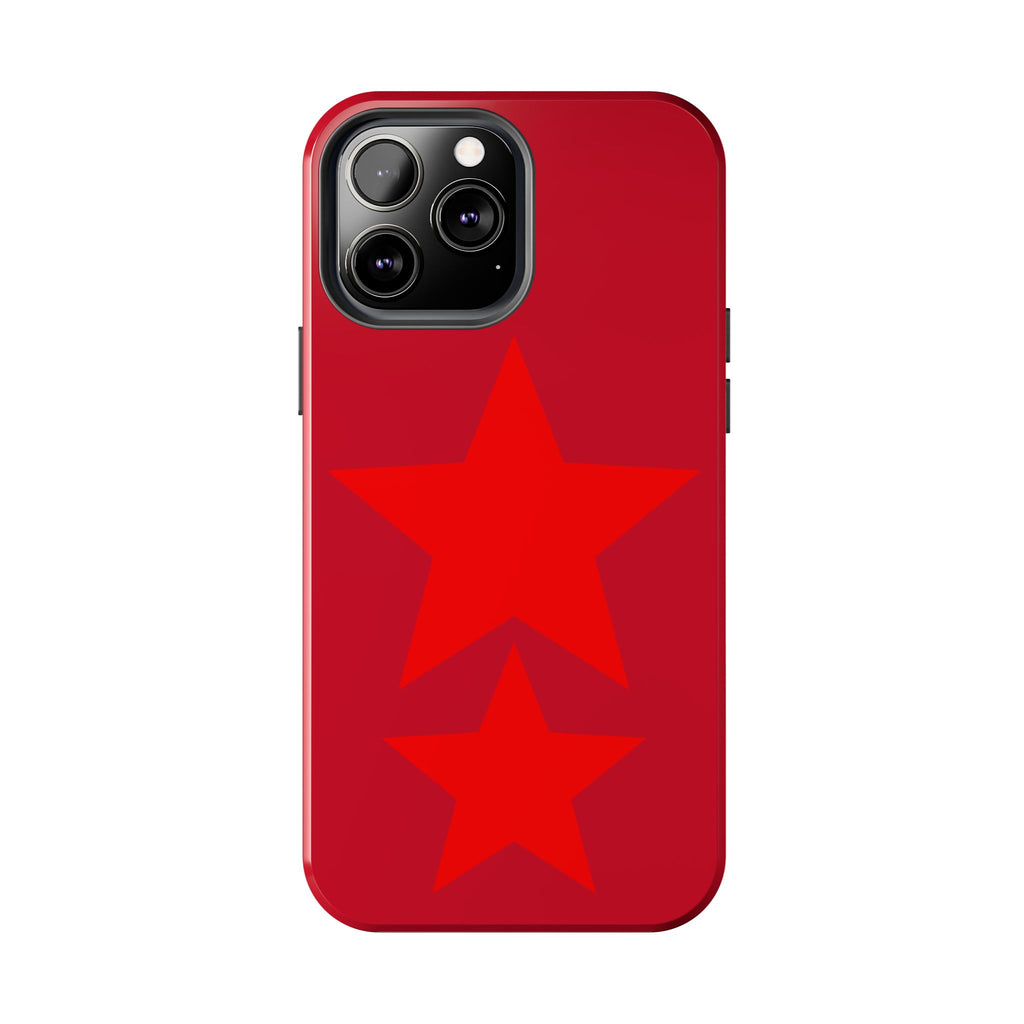 Red Star Tough Phone Case — Dual-Star Protective iPhone Cover
