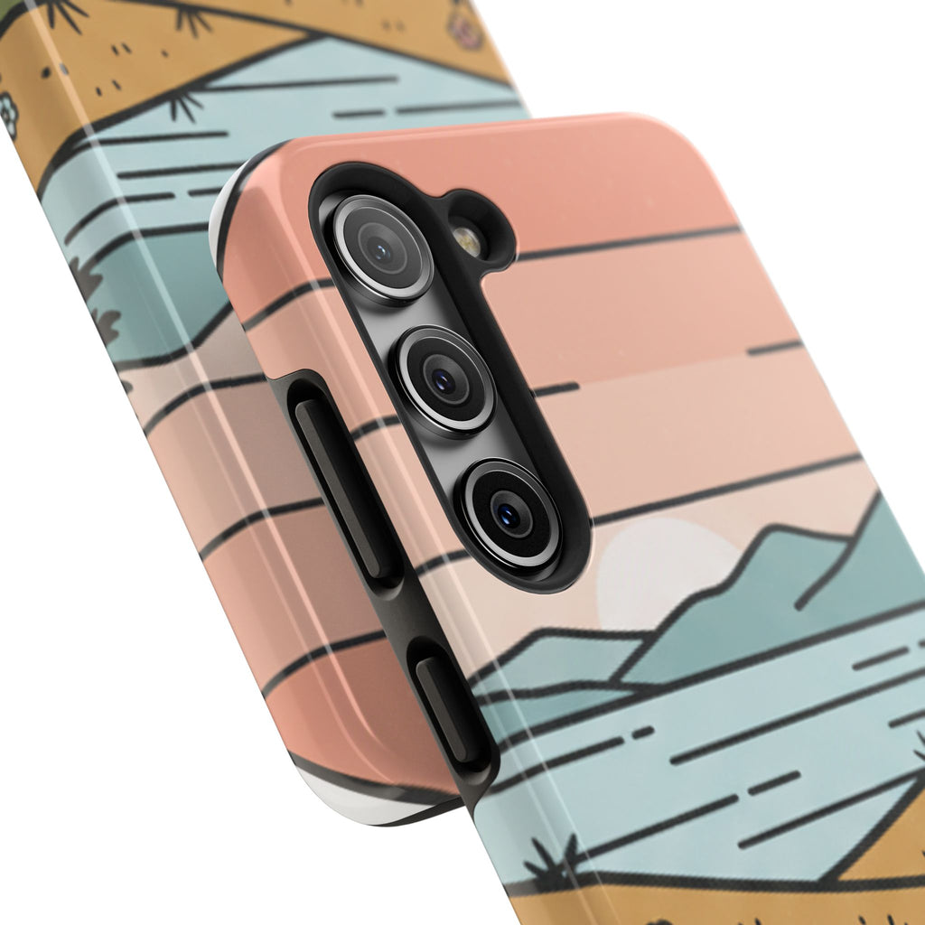 Scenic Path Tough Phone Case — Pastel Lake & Mountain Protective Cover