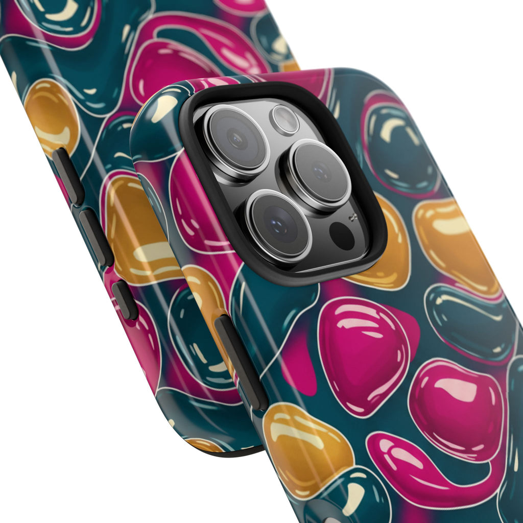 Abstract Colorful Blob Phone Case — Bold Teal, Magenta & Gold Protective Cover
